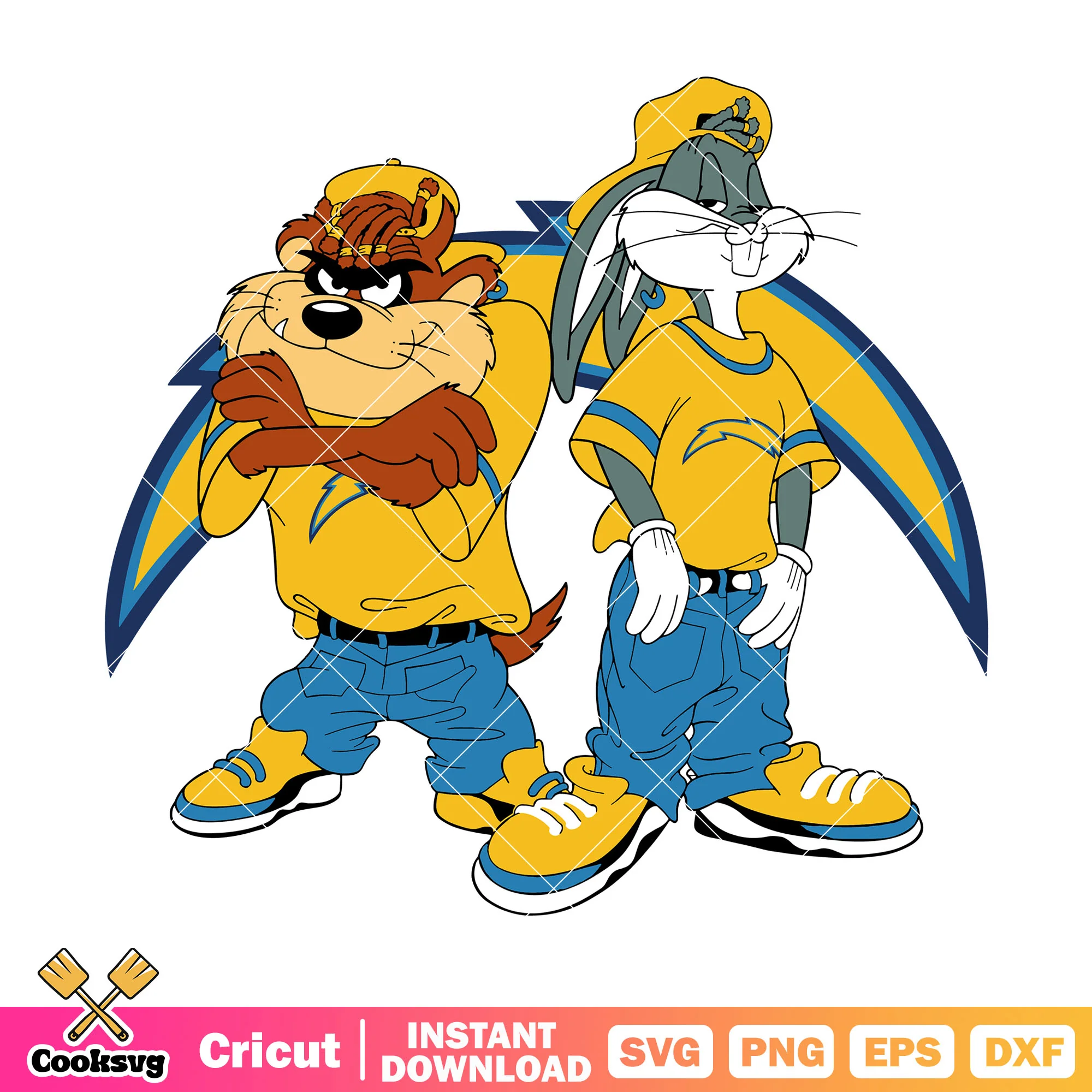Bug bunny chargers svg, tasmanian devil svg, los angeles charger svg