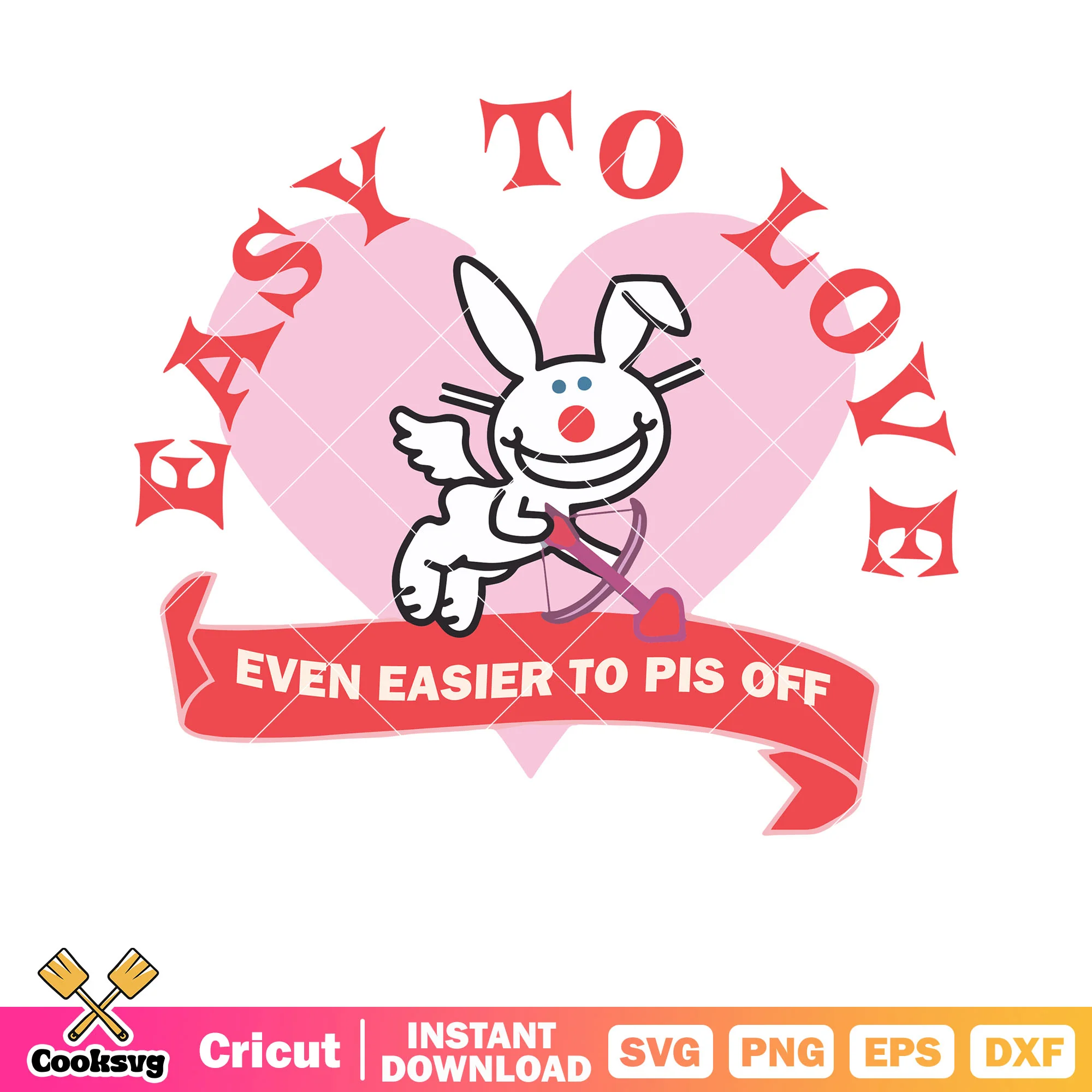 Bunny cupid easy to love svg, cupid valentine svg, easy to love svg