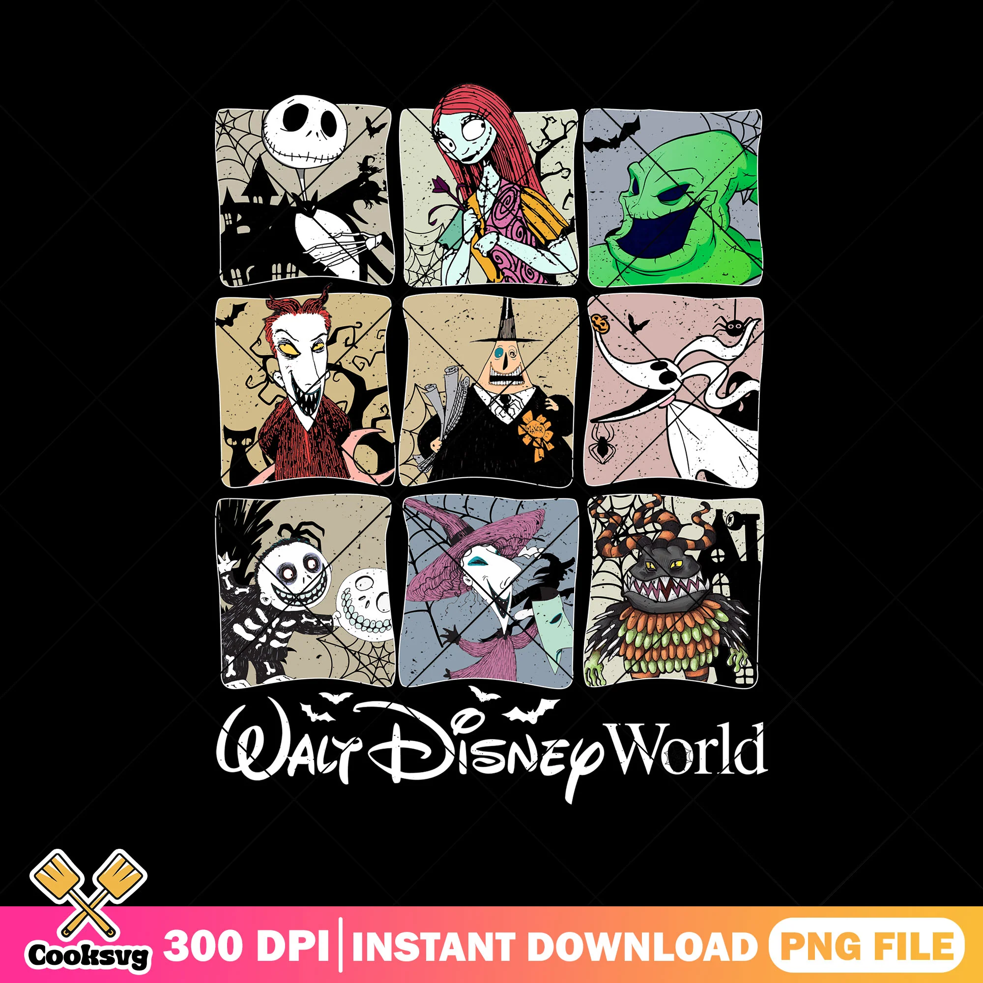 Burton halloween nightmare png, scary cartoon png, horror disney png