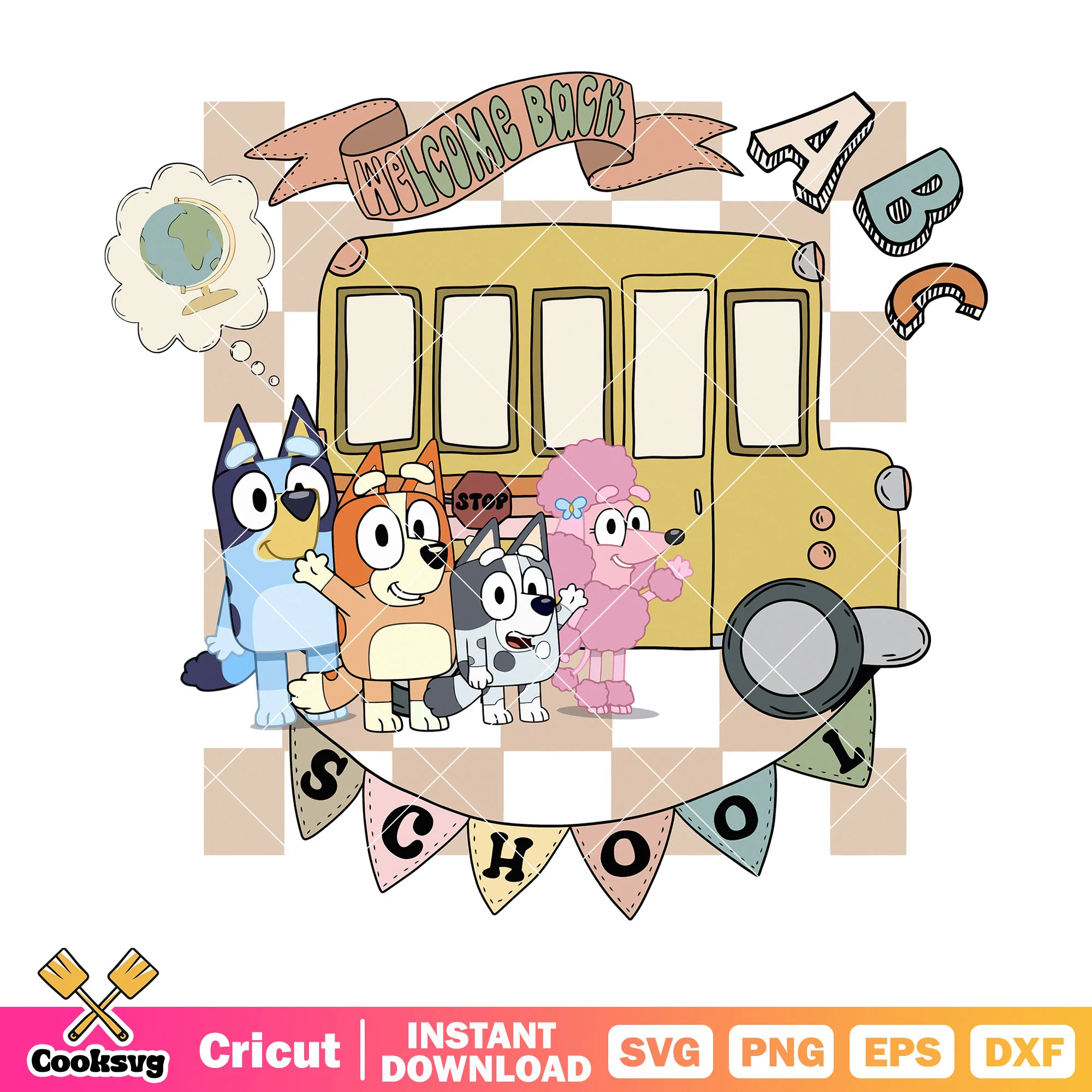 Bus welcome back bluey svg, Bluey movie svg, bluey friends svg