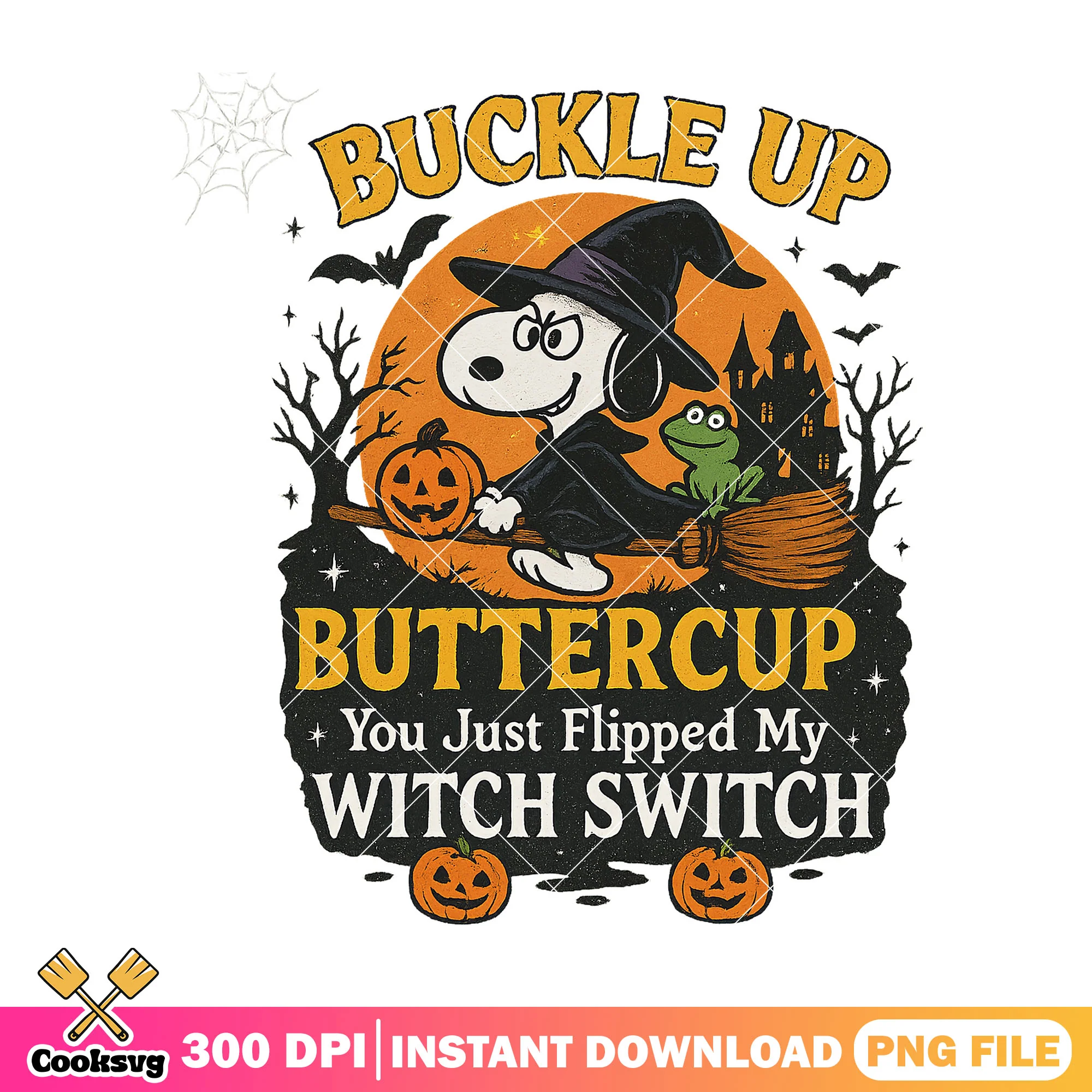Butter cup snoopy png, snoopy halloween png, halloween jokes png