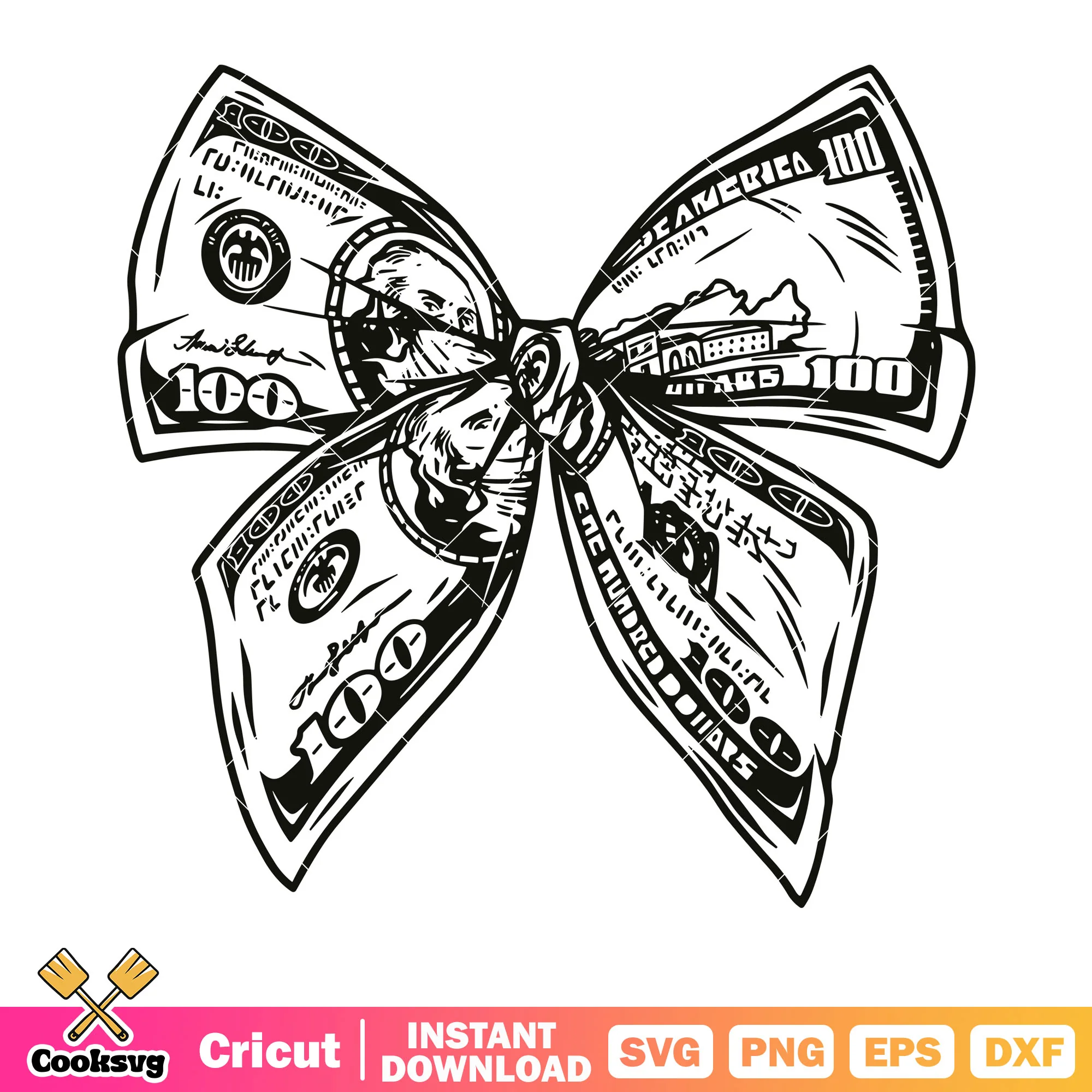 Butterfly dollars svg, one hundred dollar svg, George Washington svg