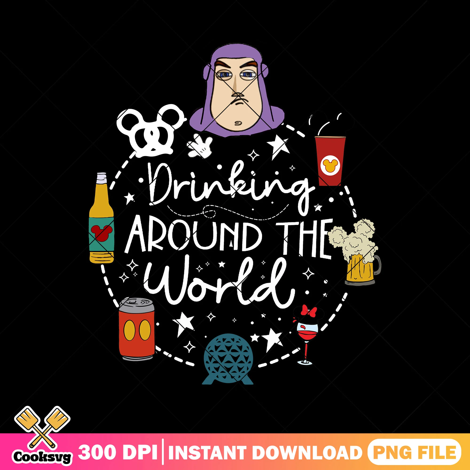 Buzz drink world png, buzz lightyear png, disney springs png
