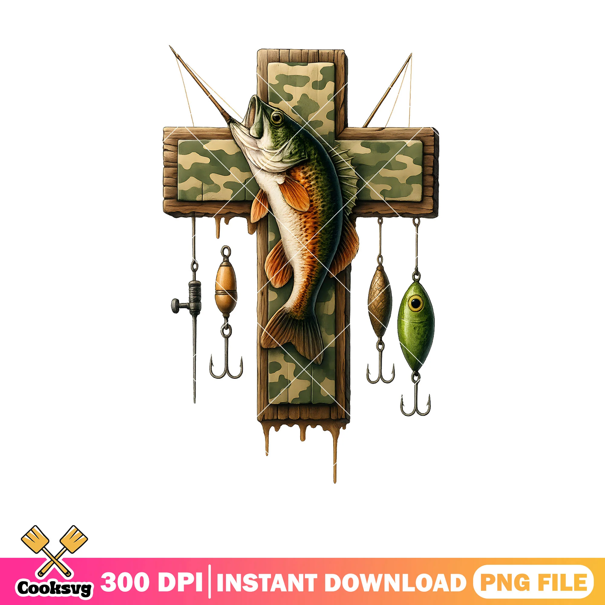 Camo Cross Fishing png, christian cross png, fishing png