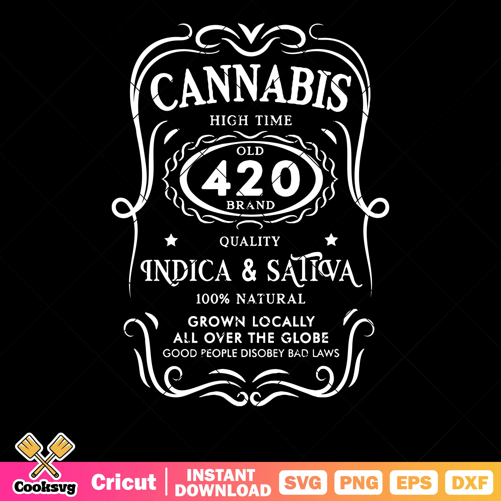 Cannabis high time old 420 brand svg, indica and sativa svg, set time for 420 svg