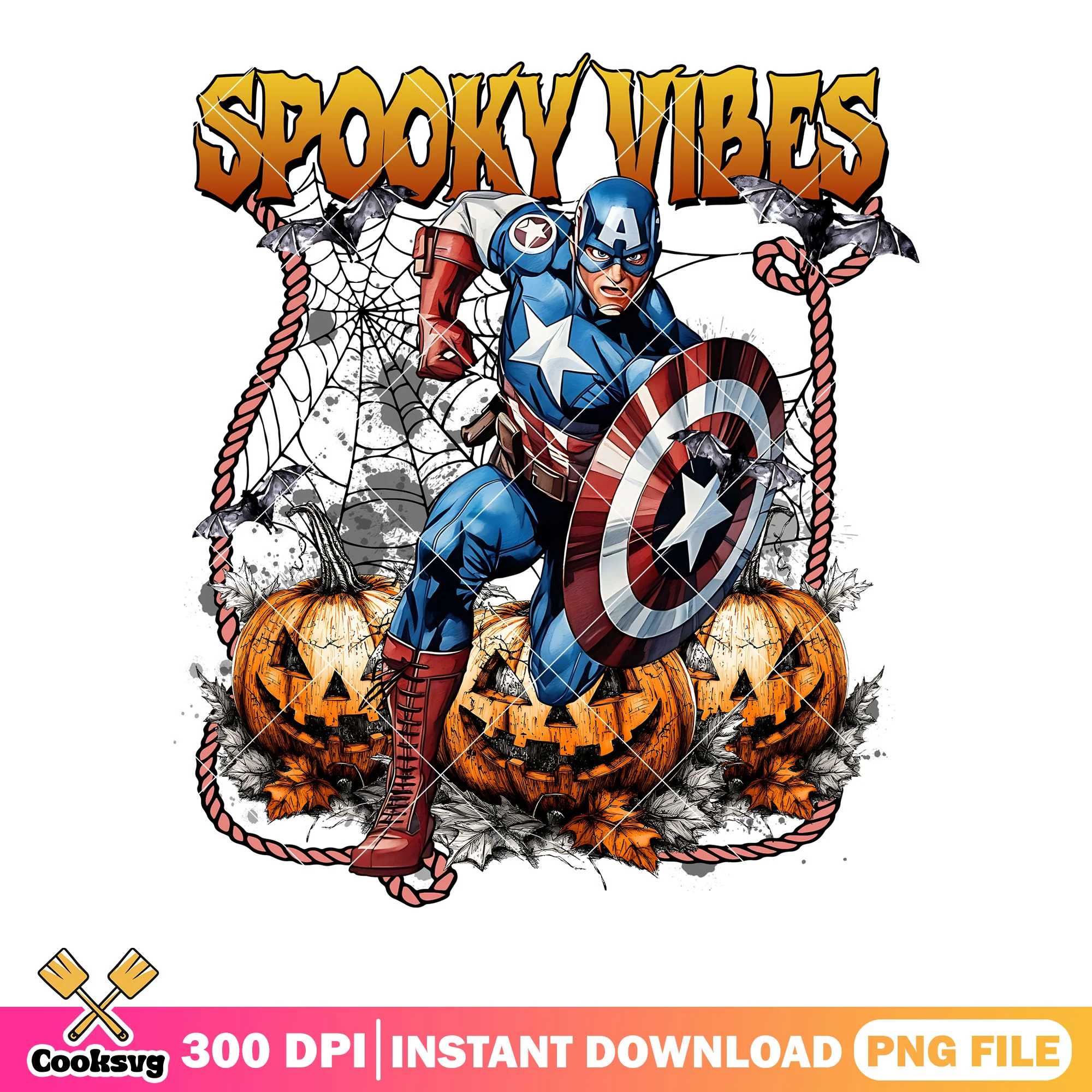 Captain America Halloween png, spooky vibe png, marvel halloween png