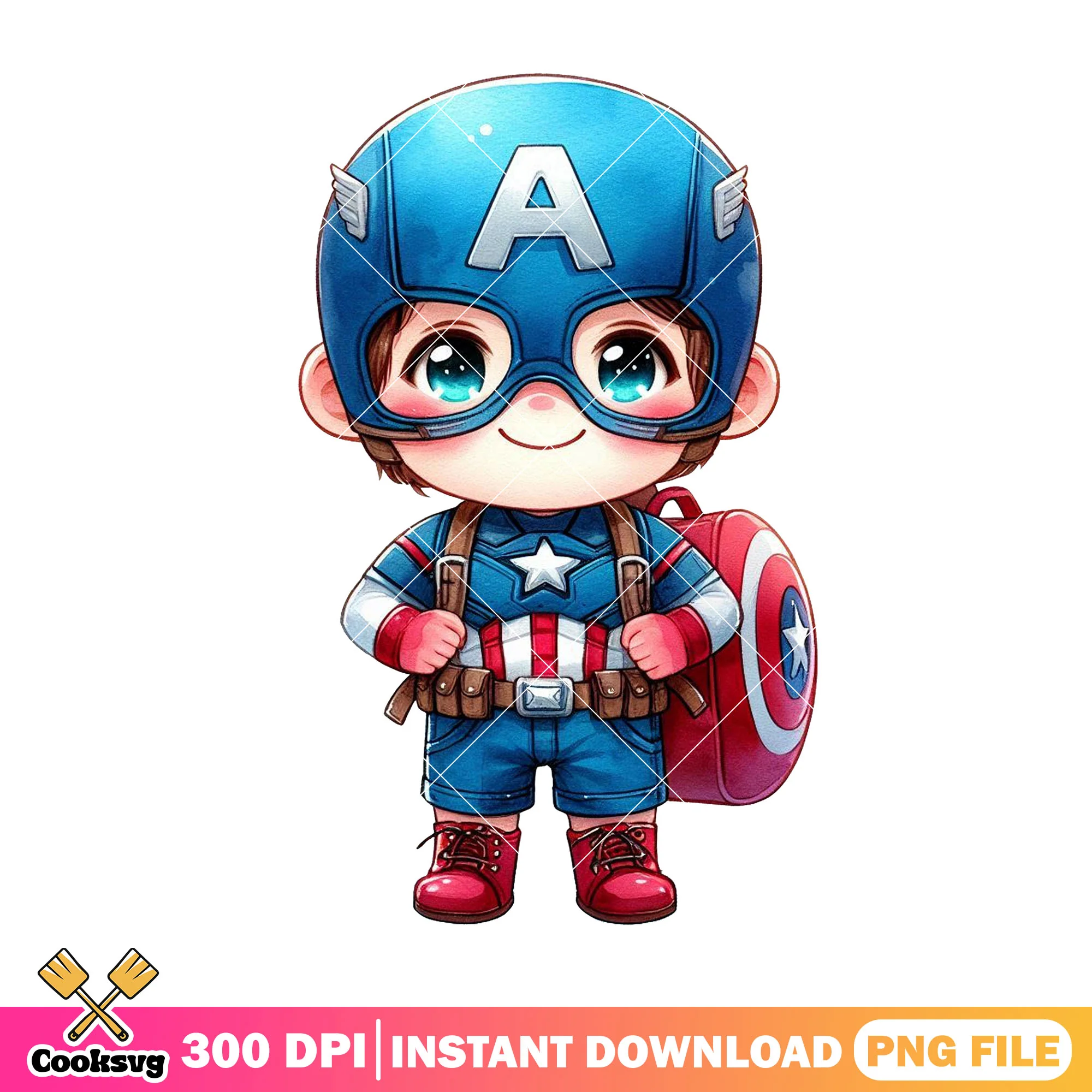 Captain america standing png, marvel art png, back to school art png