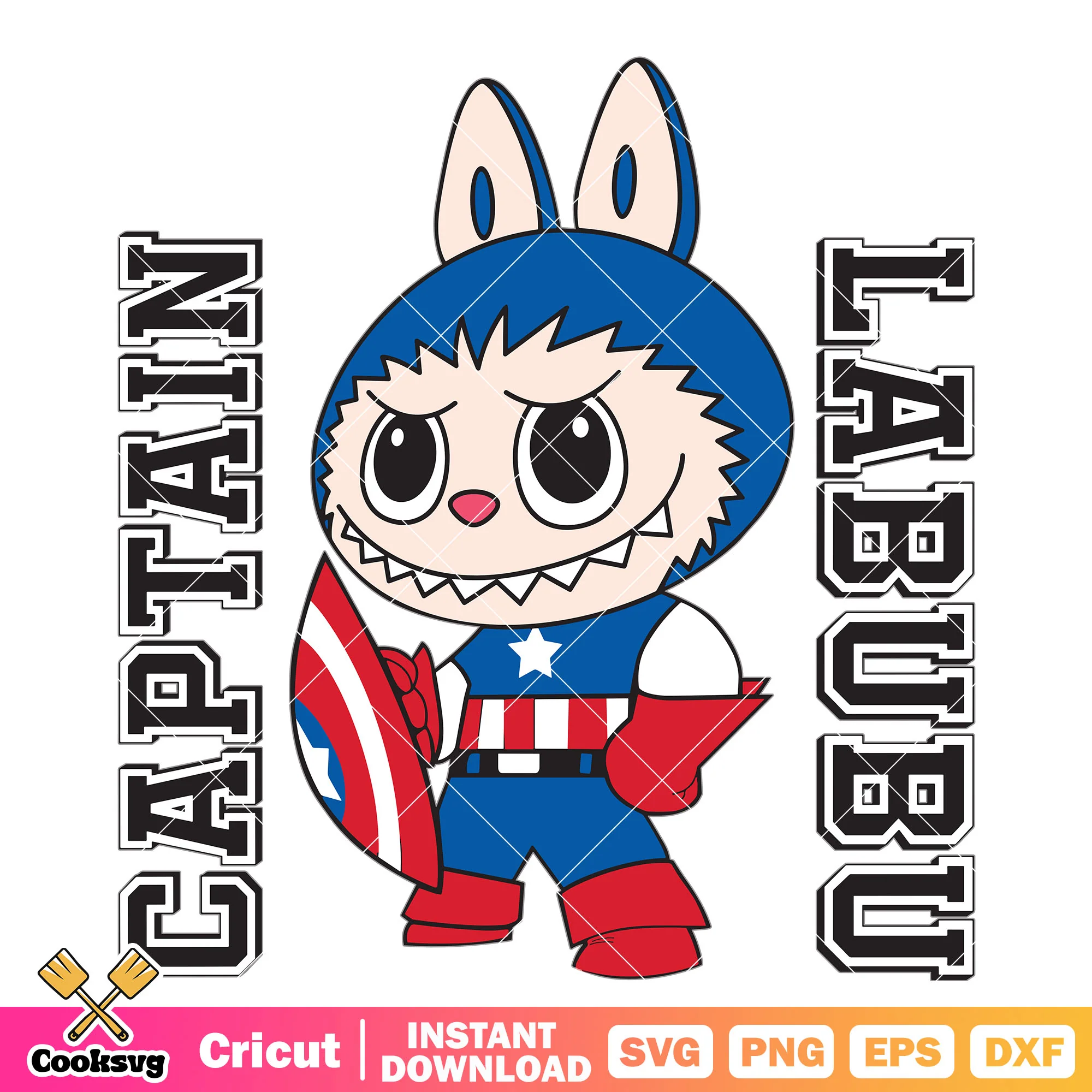 Captain labubu monster svg, labubu clothing svg, labubu costume svg