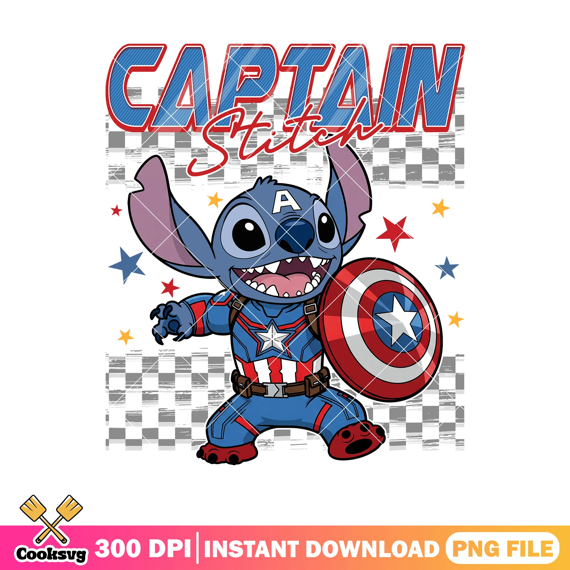 Captain stitch marvel costume png, halloween cute png, stitch blue png