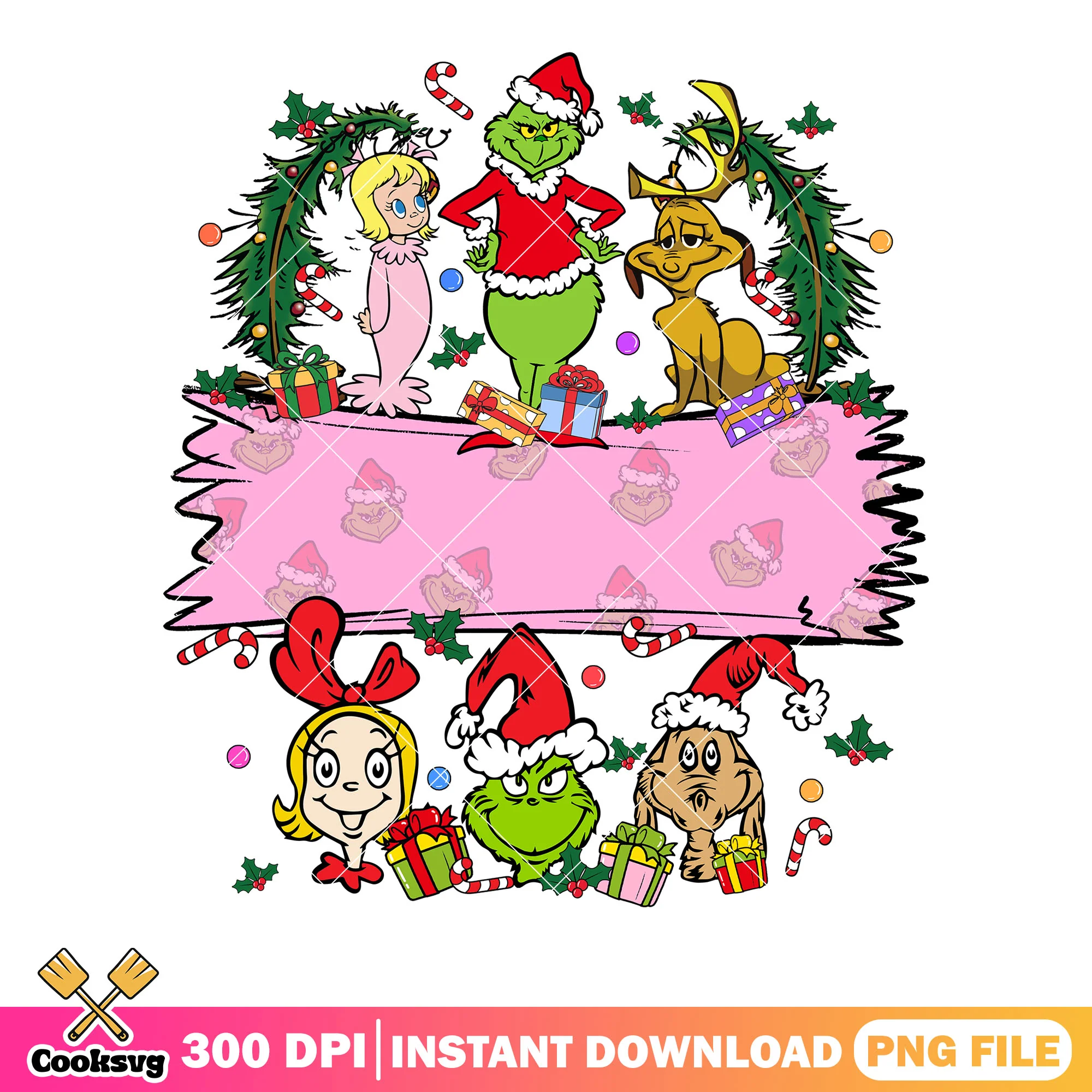 Card christmas grinch png, christmas gifts png, max the dog png