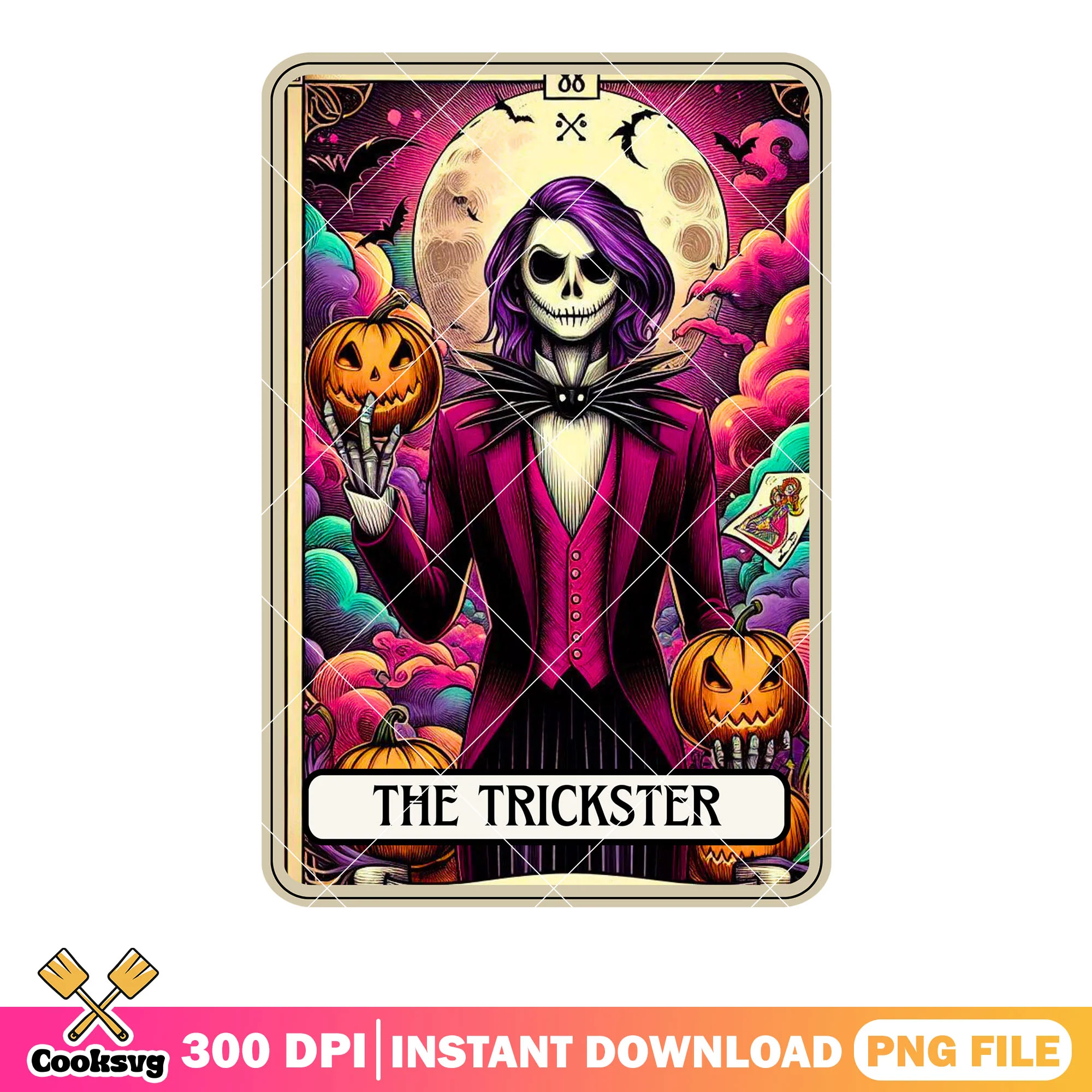 Card the trickster png, full moon night png, halloween night png