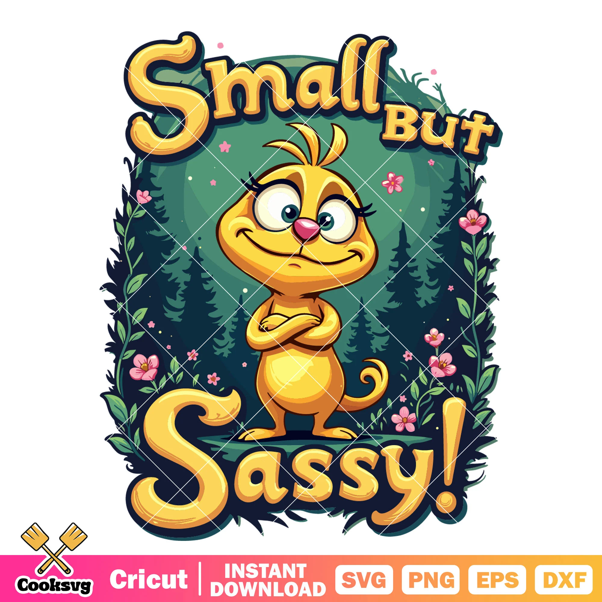 Cartoon cat small but sassy svg, cartoon cat svg, cat quotes svg