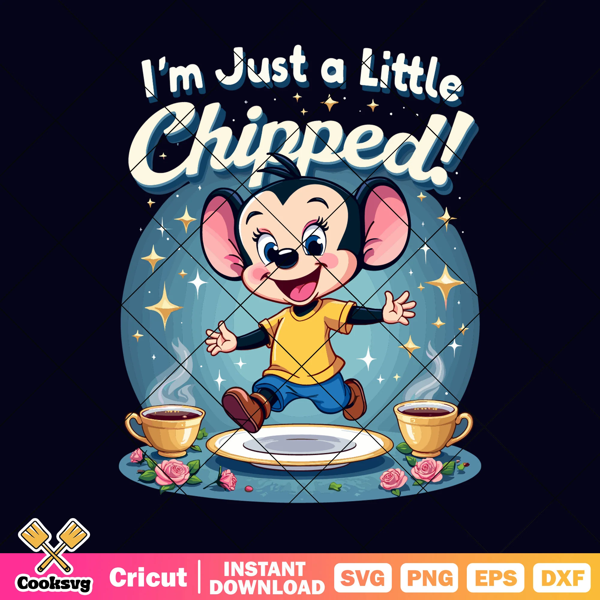 Cartoon mouse Im just a little chipped svg, cartoon mouse svg