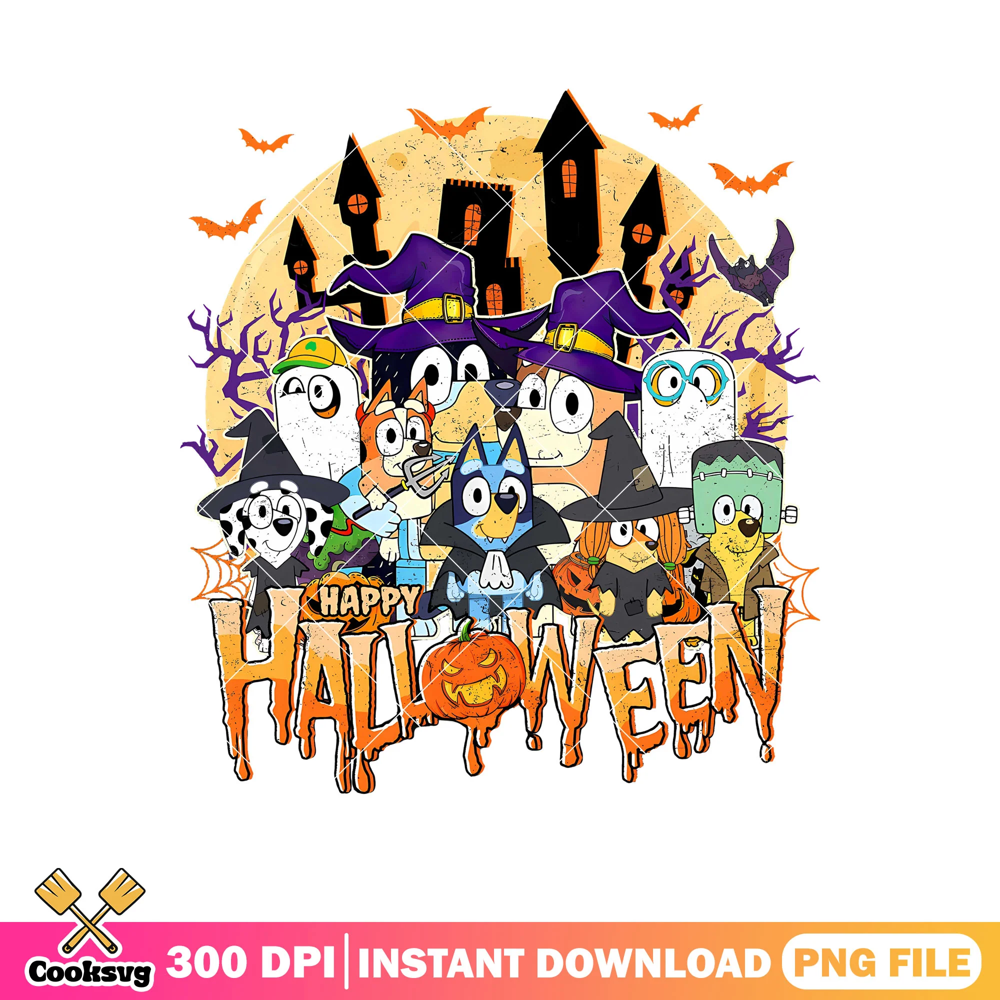 Castle friends bluey happy halloween png, bluey cosplay png, bluey family png