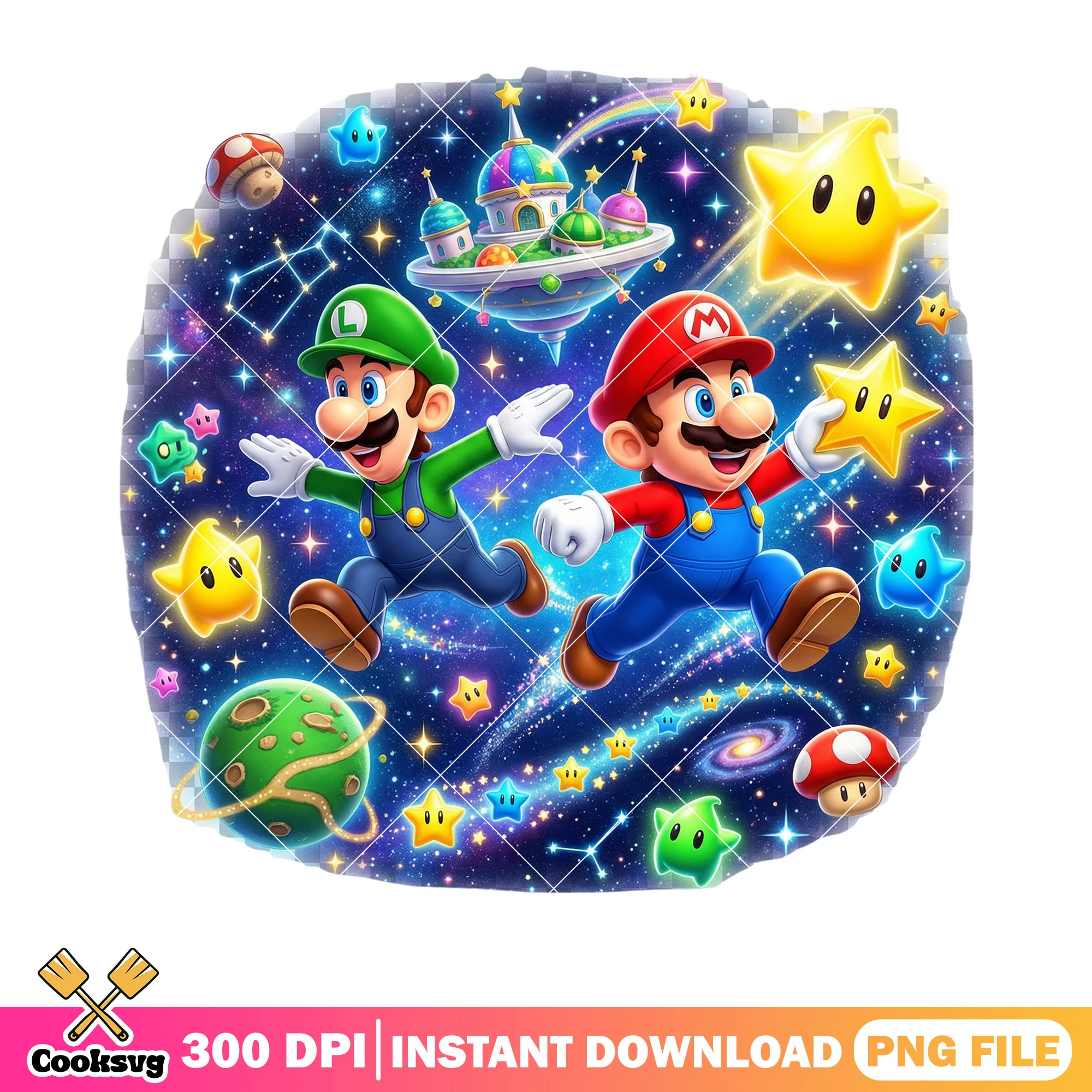 Castle galaxy luigi mario png, super mario galaxy png, mario luigi png