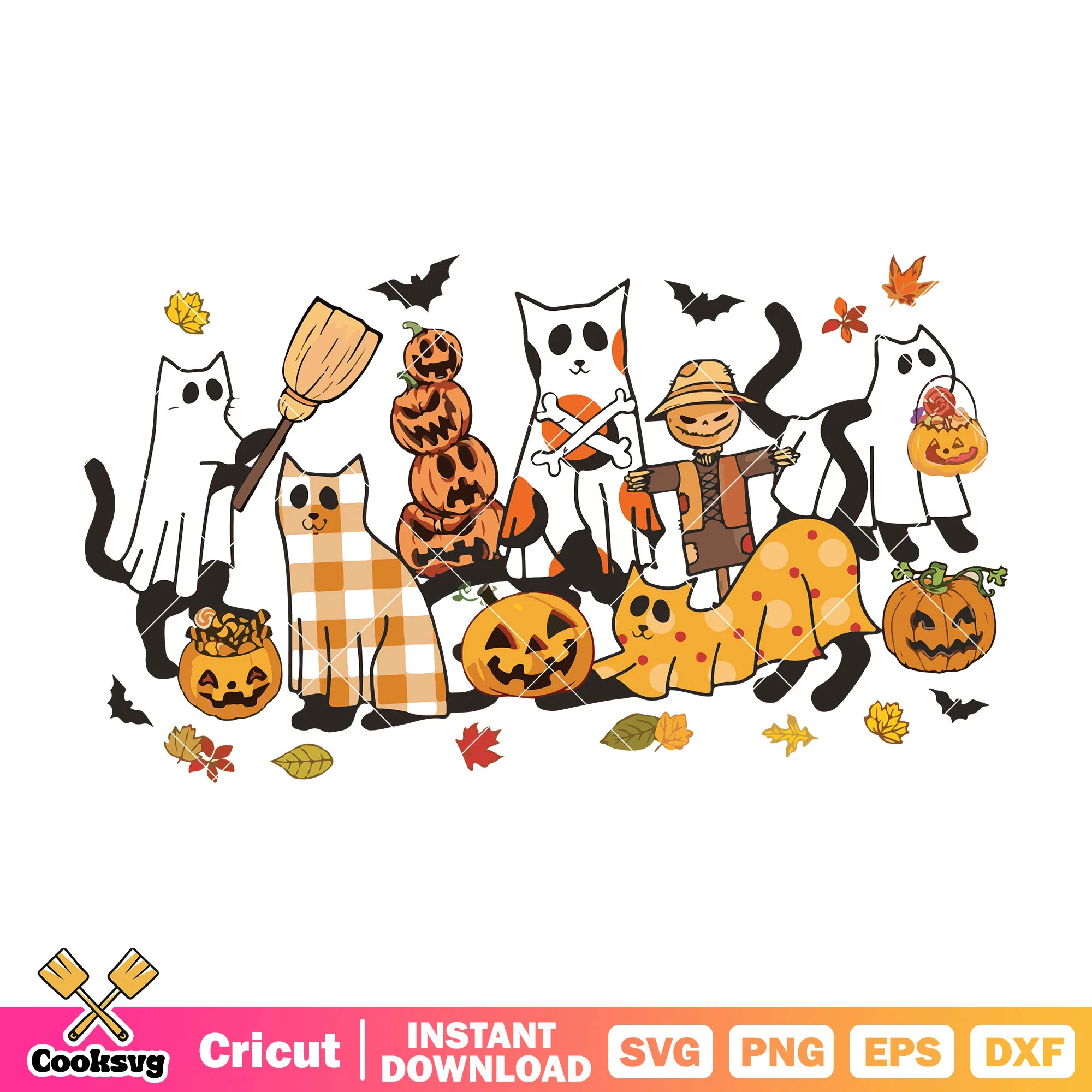 Cat in halloween vibes svg, halloween cat svg, halloween pumpkin svg
