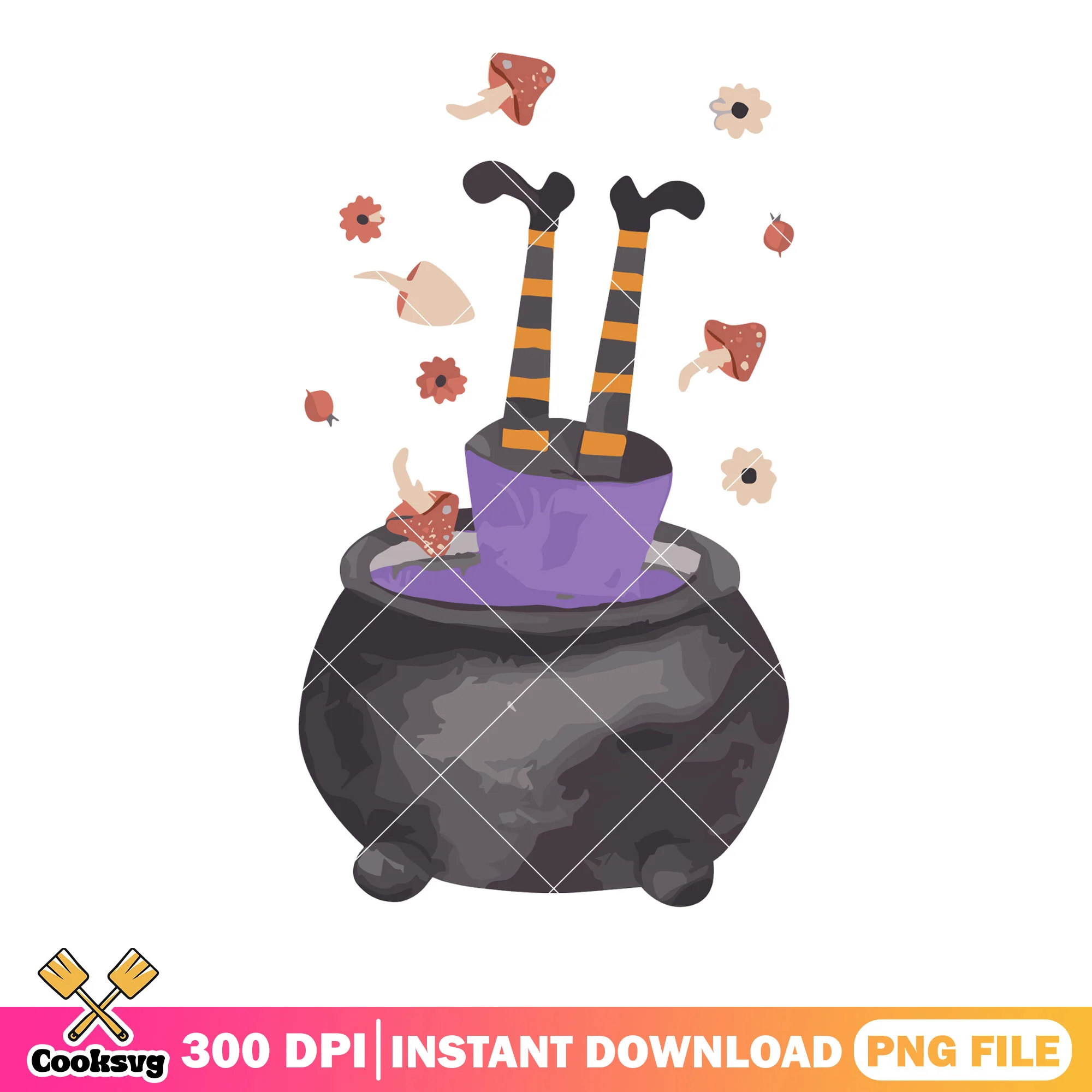 Cauldron the witches png, tiny mushroom png, halloween scary png