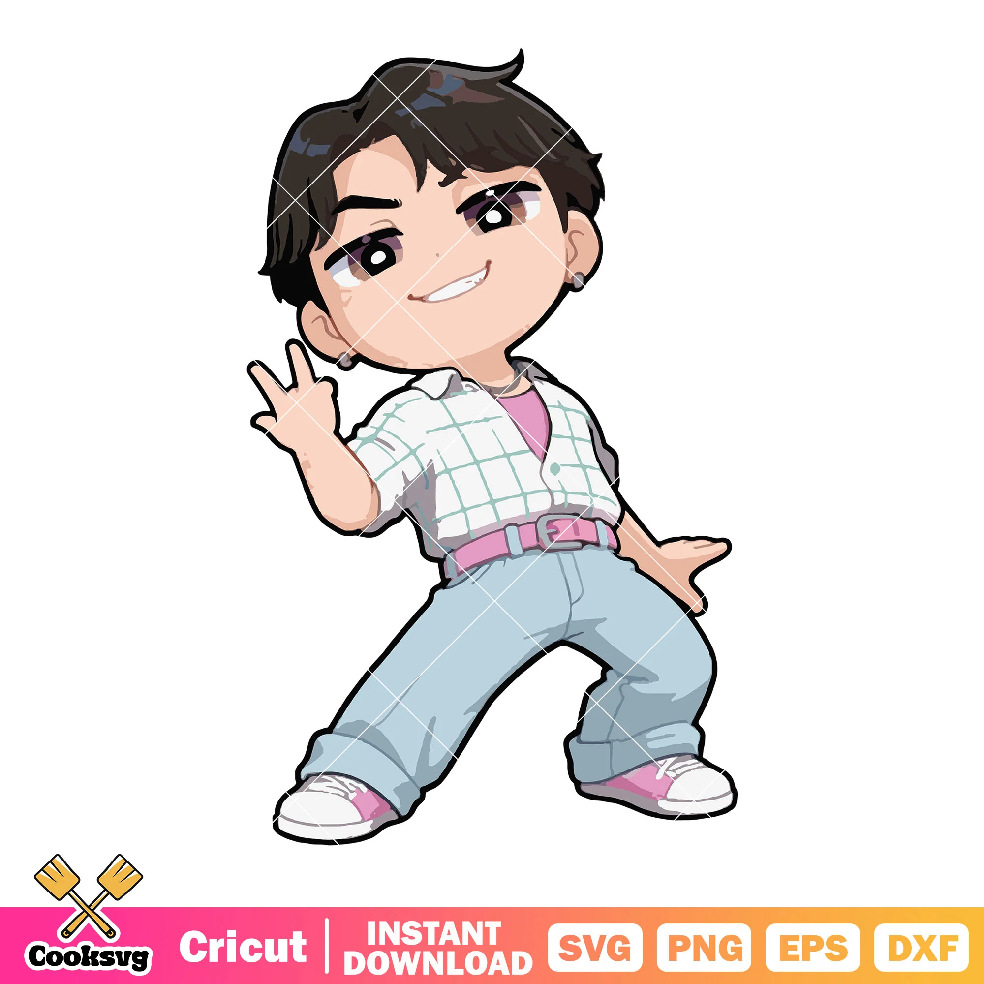 Challenge pose chibi jinu svg, kpop saja svg, jinu saja svg