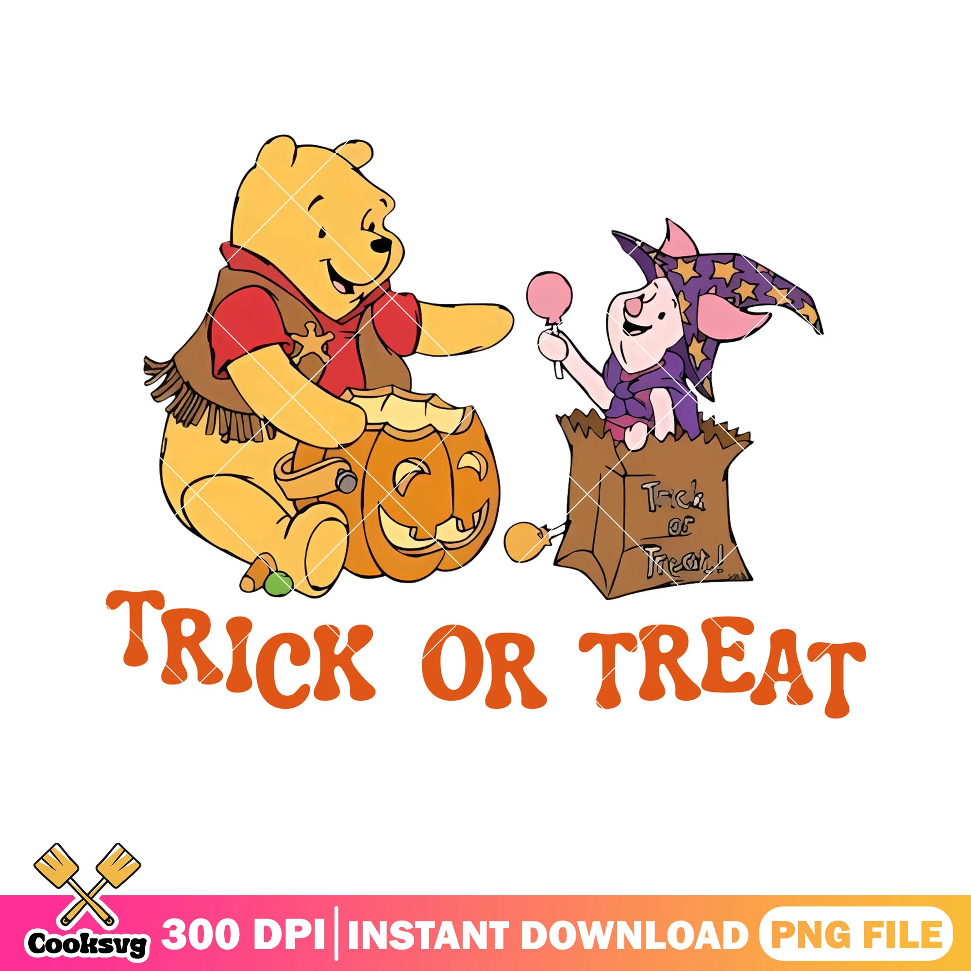 Character pooh and piglet png, disney halloween png, wicker pupmkin png