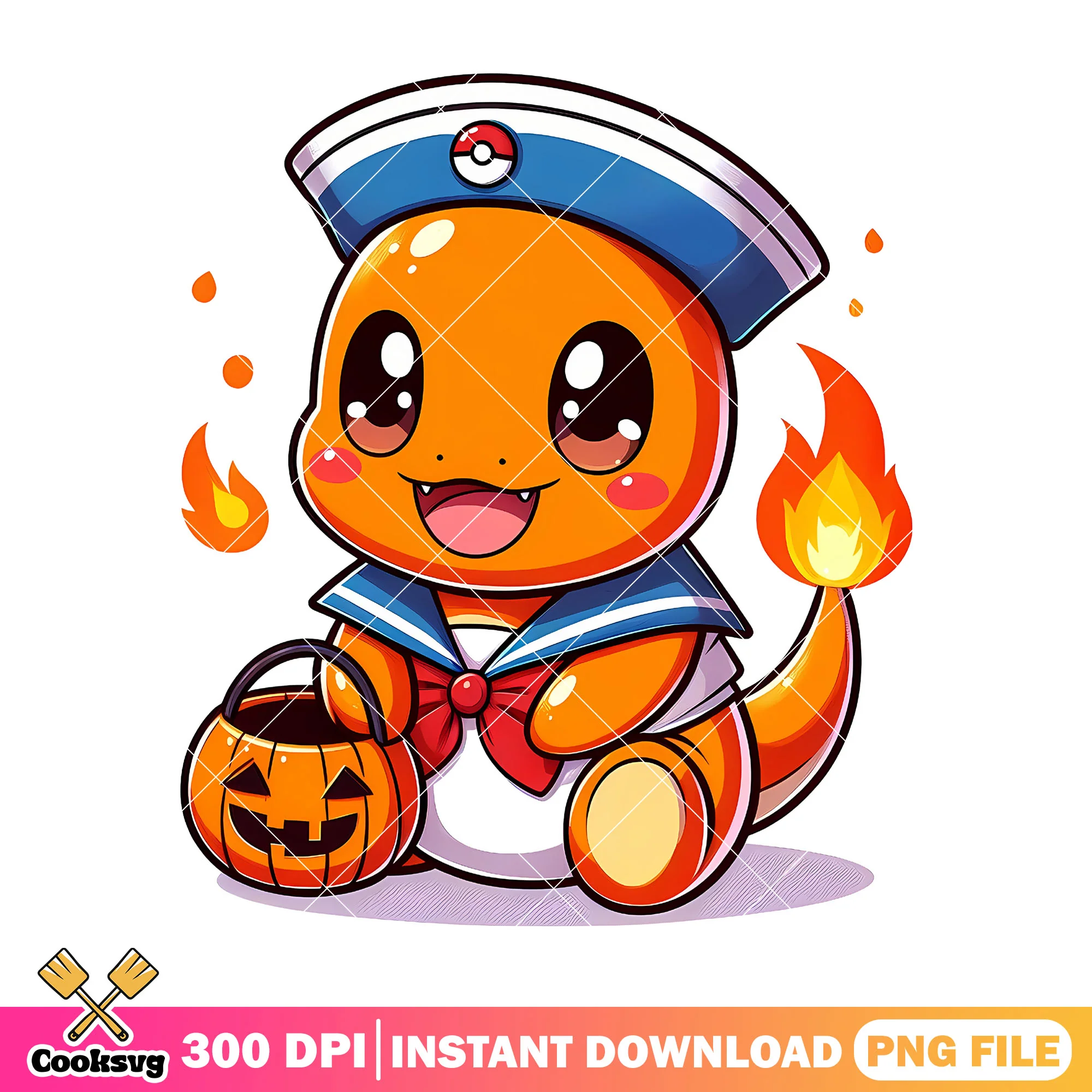 Charmander sailor halloween png, pokemon png, halloween custome png