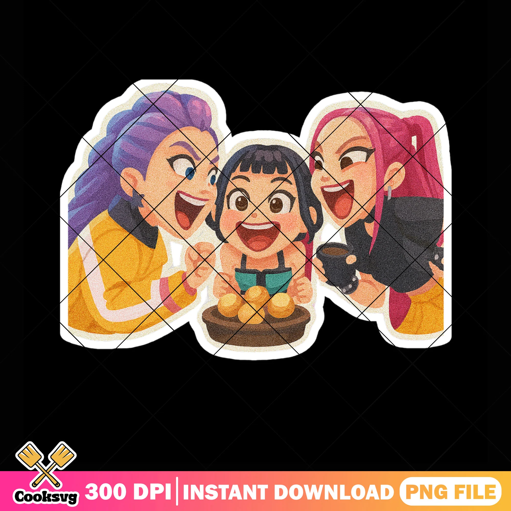 Cheer up girl huntrix png sticker, huntrix band png, kpop demon hunters png