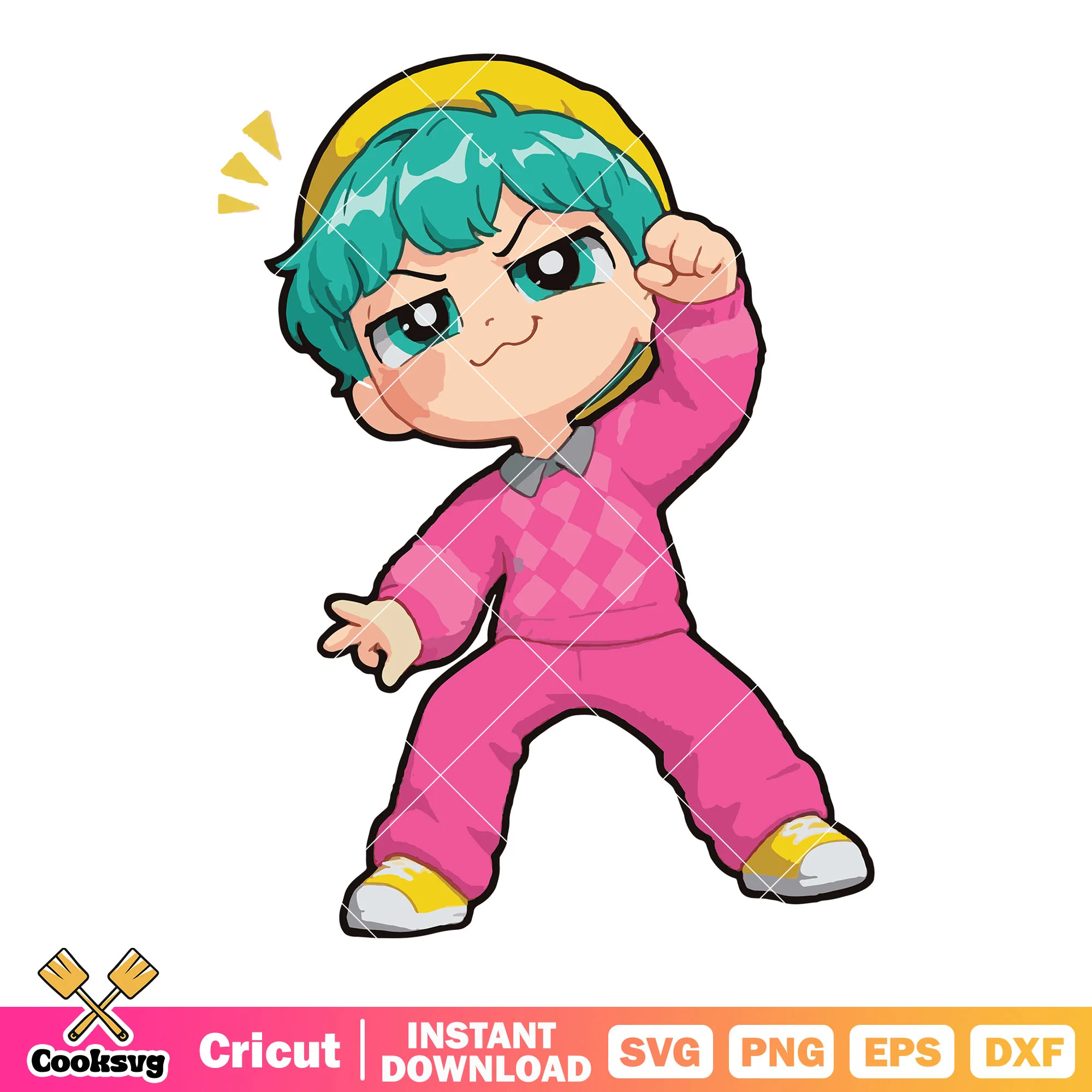 Cheer up pose chibi baby svg, baby saja svg, saja boys band svg
