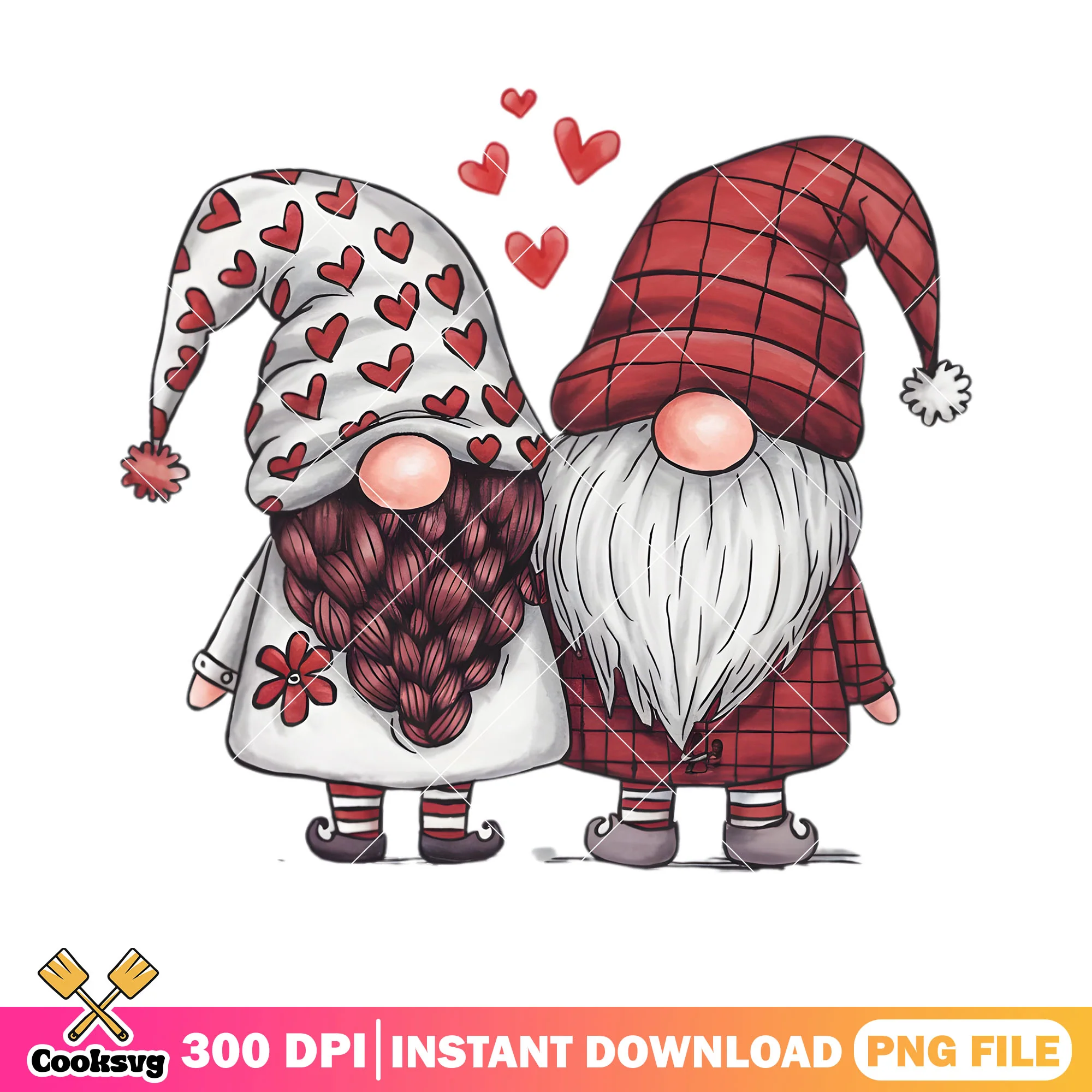 Chef Valentines Gnome png, funny valentines png, valentines couple png