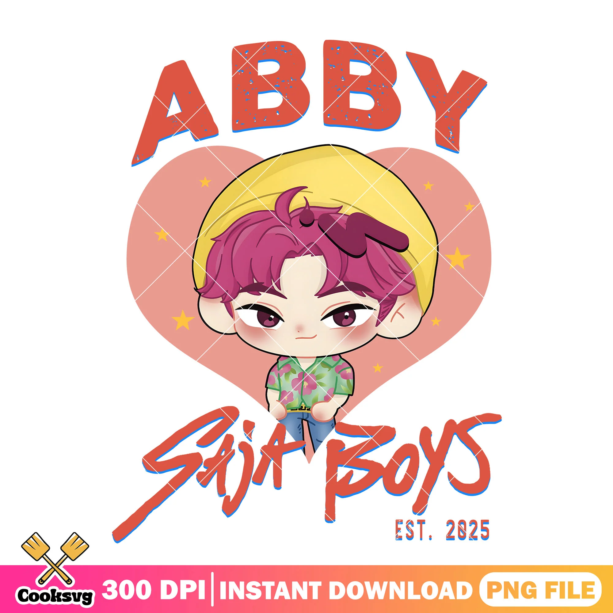 Chibi abby heart png, love saja boys png, abby saja png