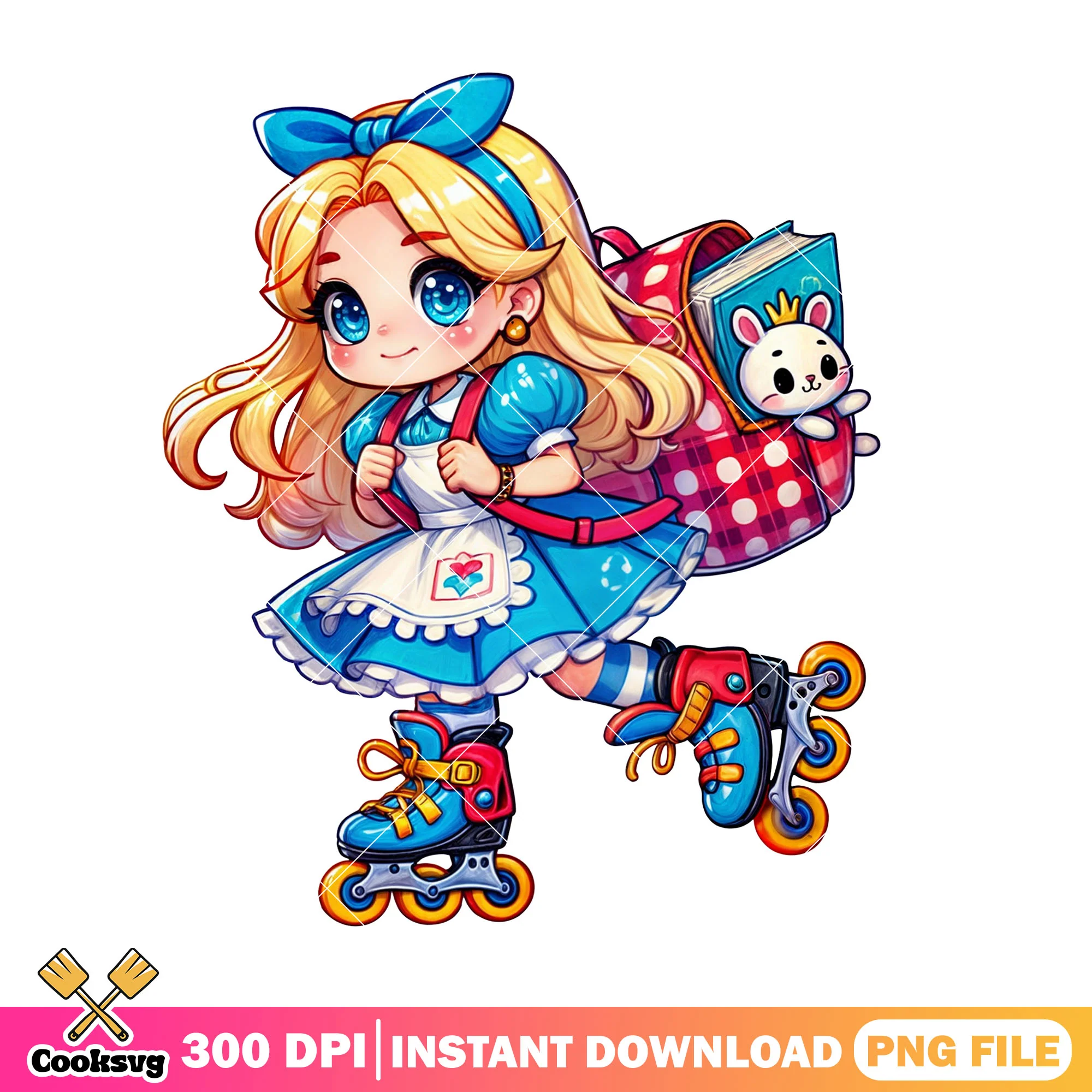 Chibi alice going school png, happy back to school png, disney art png