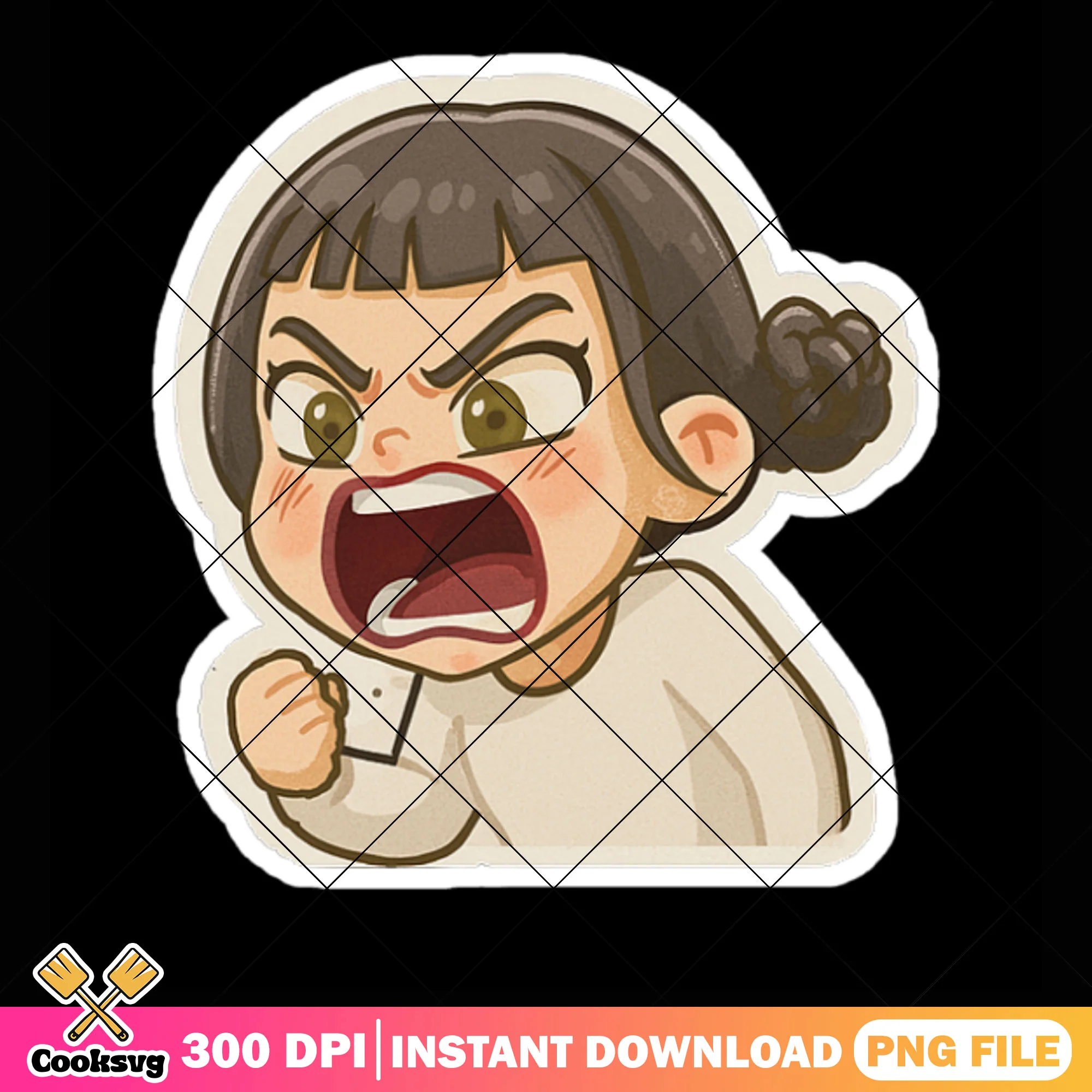 Chibi angry zoey png sticker, zoey kpop png, huntrix girl png