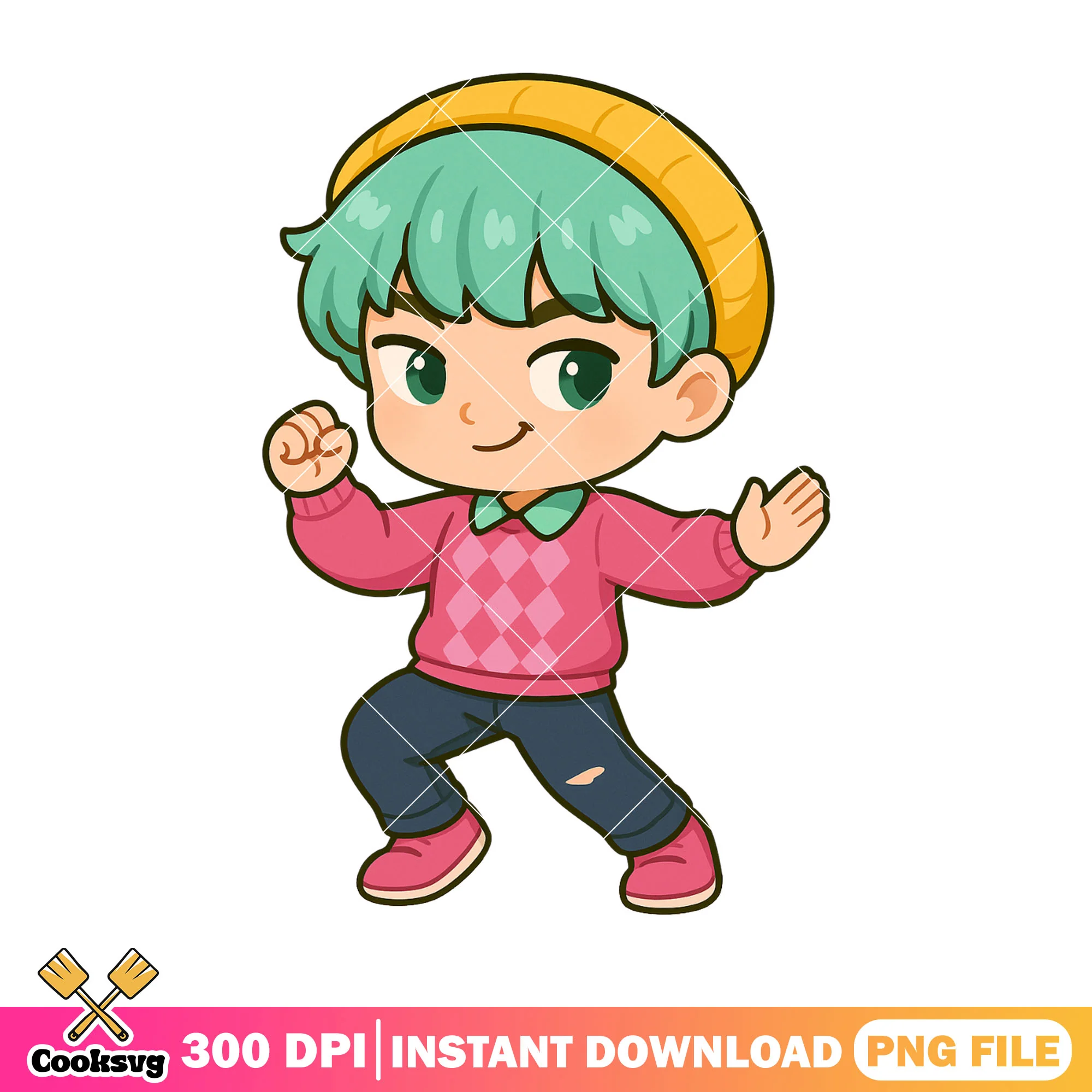 Chibi baby dancing pose png, baby saja png, saja boys band png