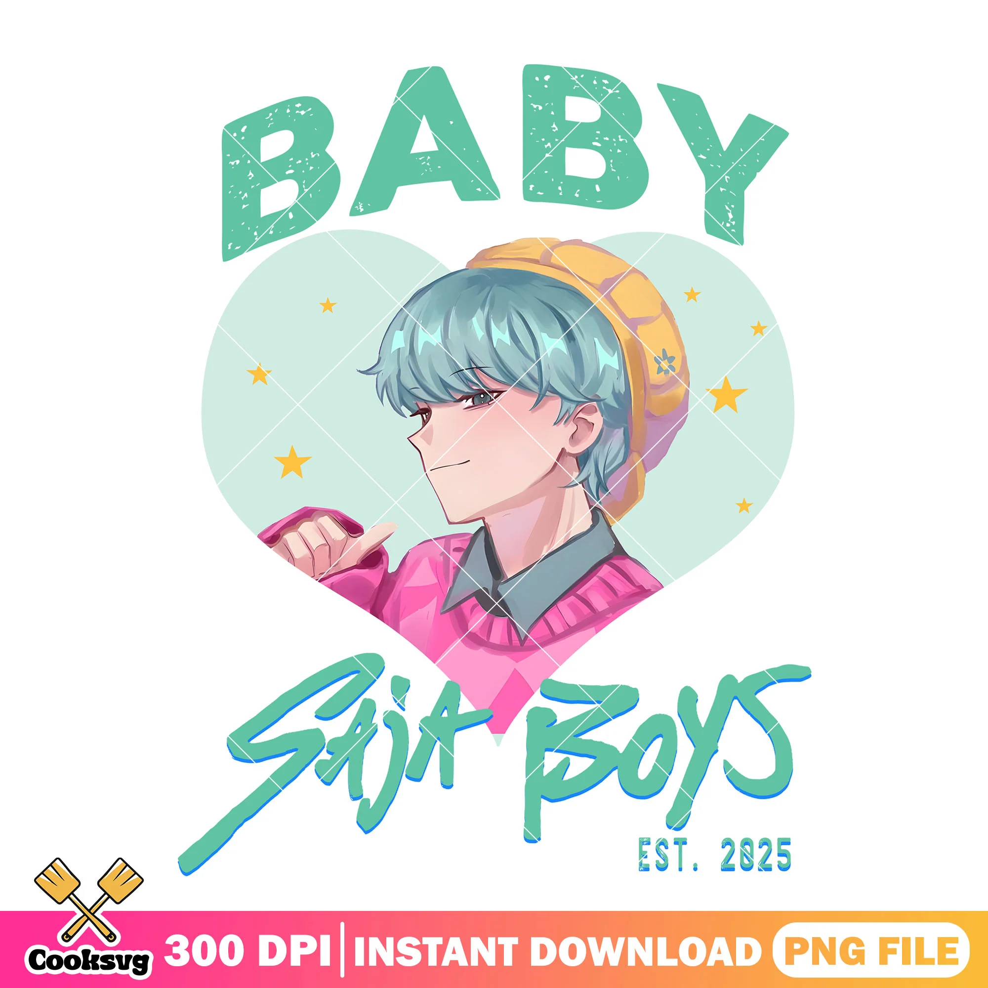 Chibi baby heart png, love saja boys png, baby saja png