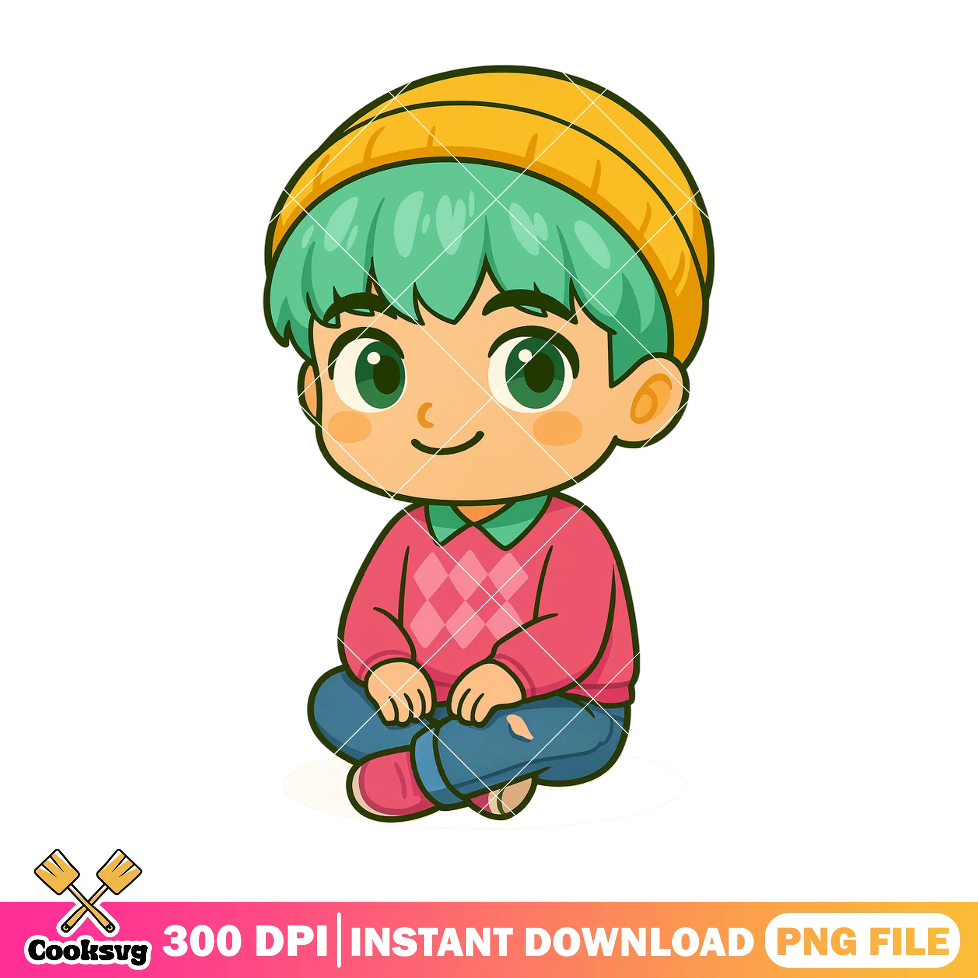 Chibi baby sexy sitting pose png, baby saja png, saja boys band png