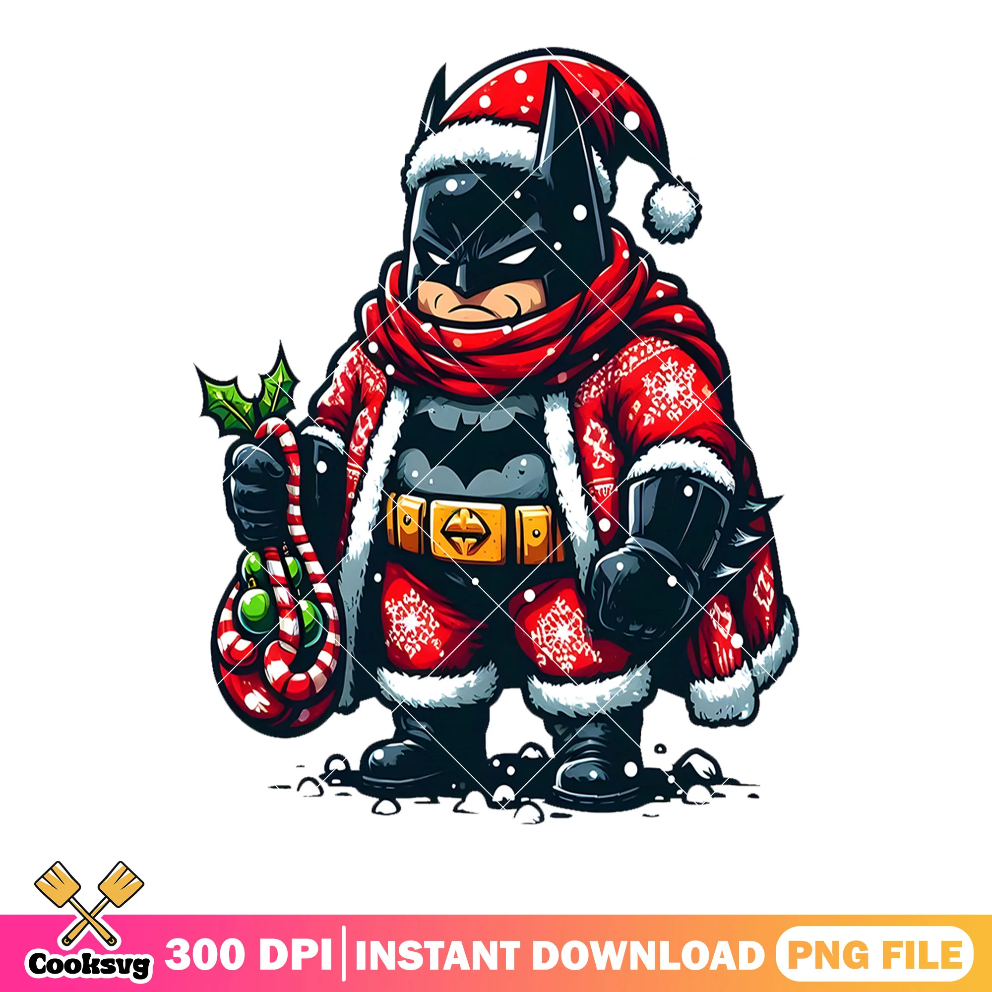 Chibi batman santa costume png, batman bag funny png, treats png