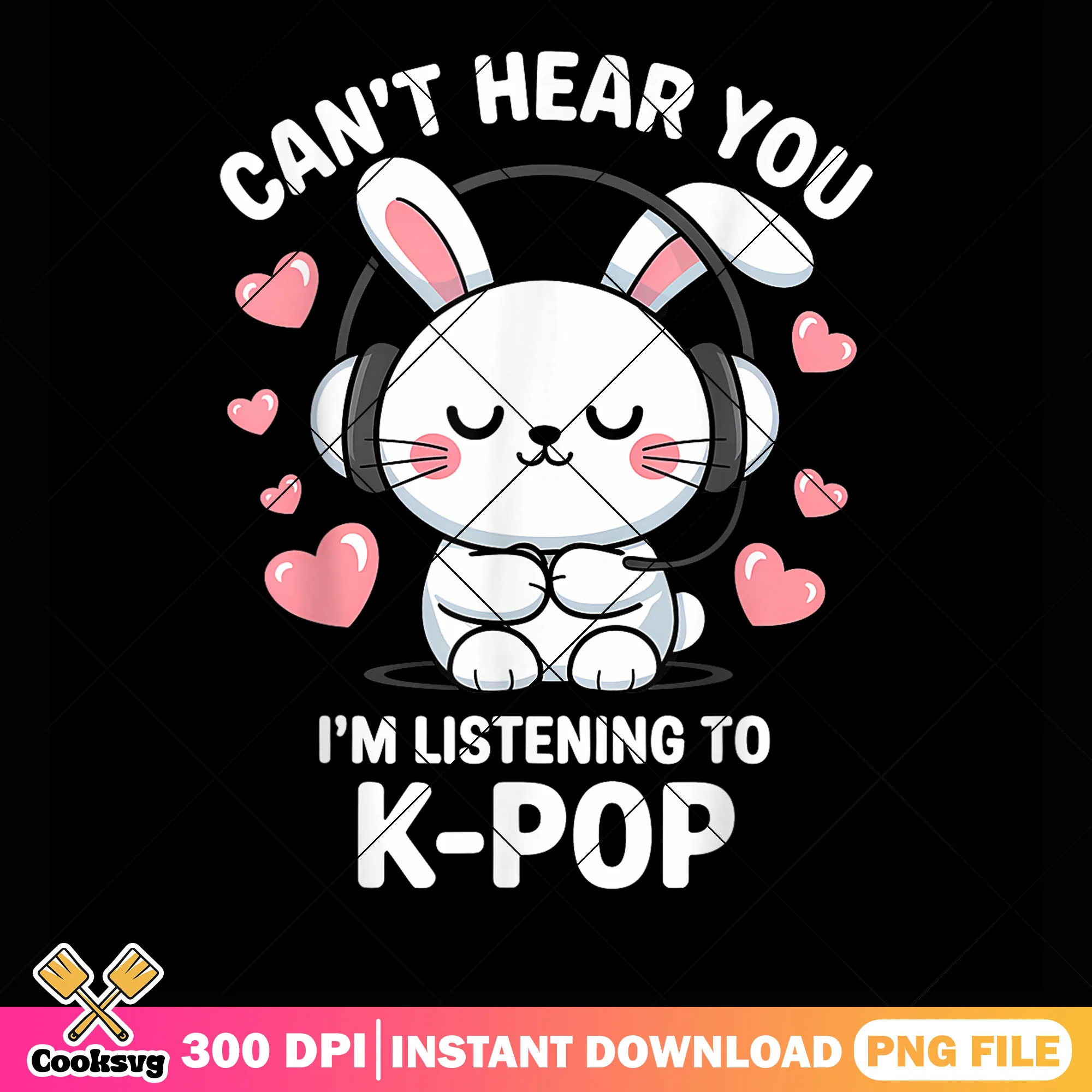 Chibi bunny listen to kpop png, kpop hunters png, kpop netflix png
