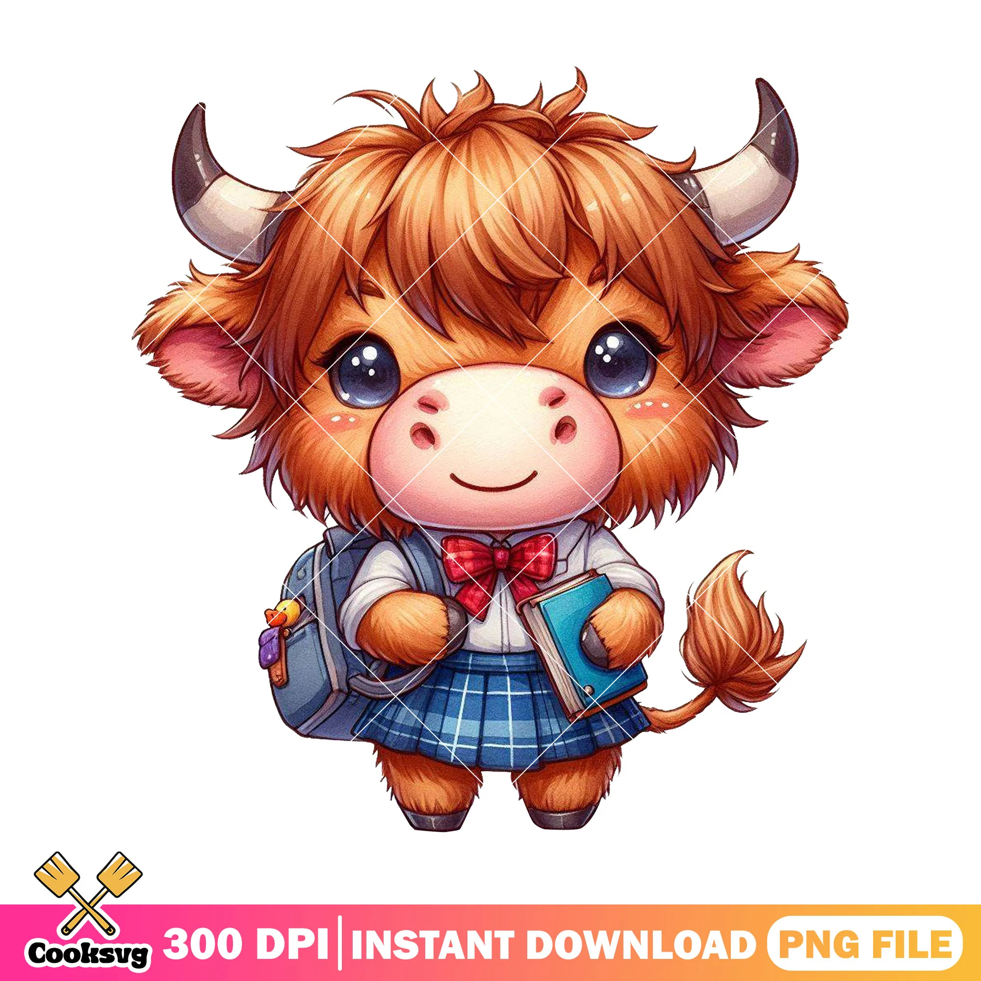 Chibi cow baby design png, cow near me png, back to school outfit png