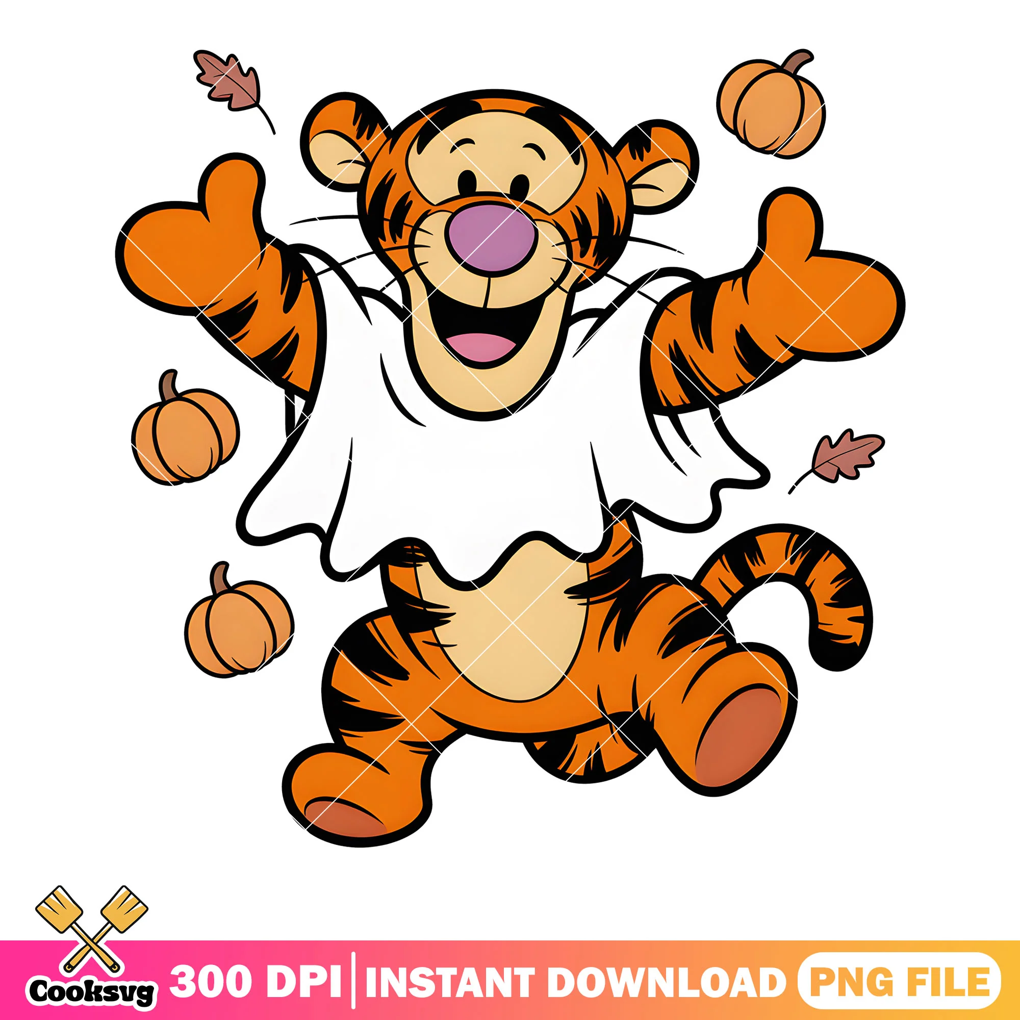 Chibi ghost tiger png, trick or treat png, winnie the pooh tiger png