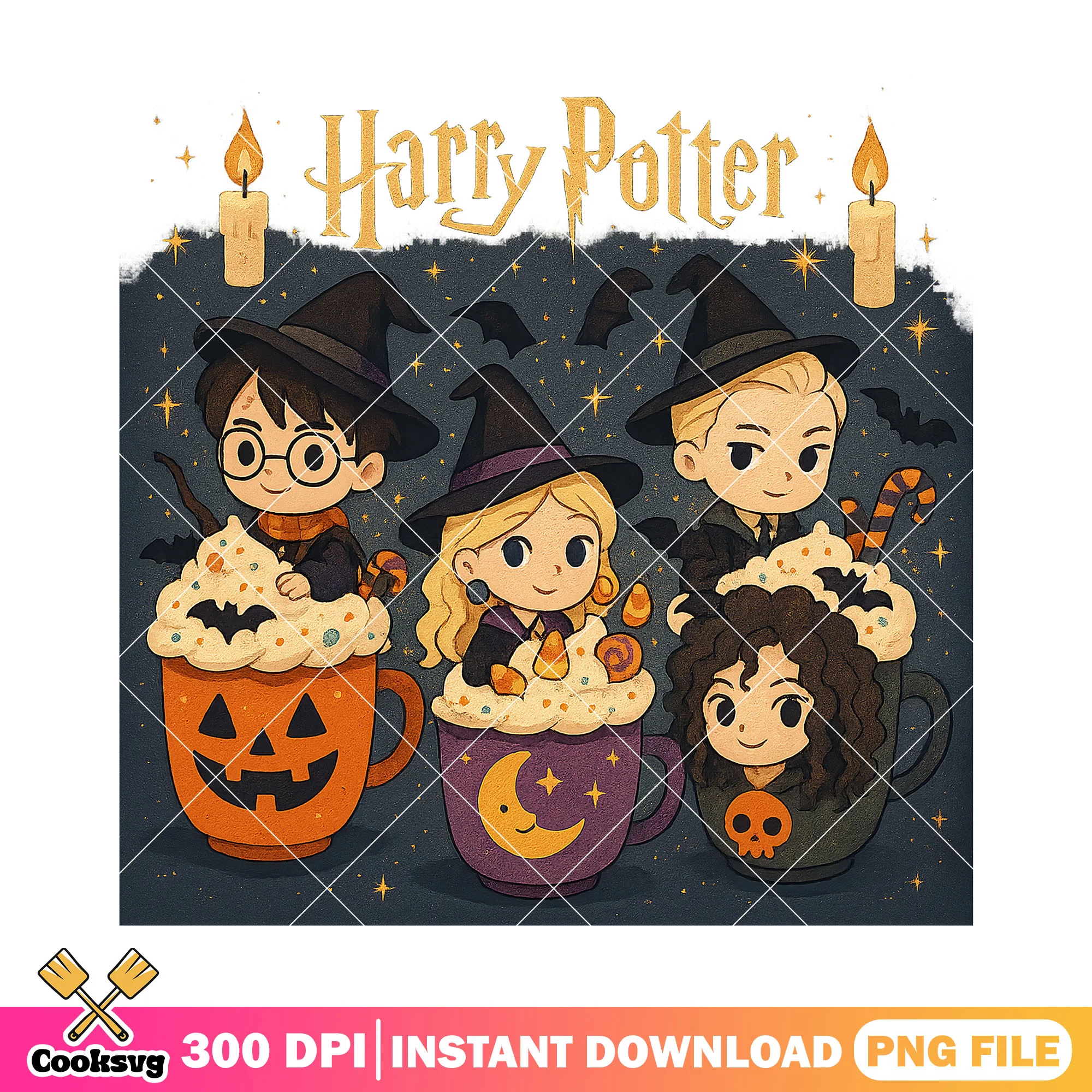 Chibi halloween wizards png, horror chibi png, happy halloween png