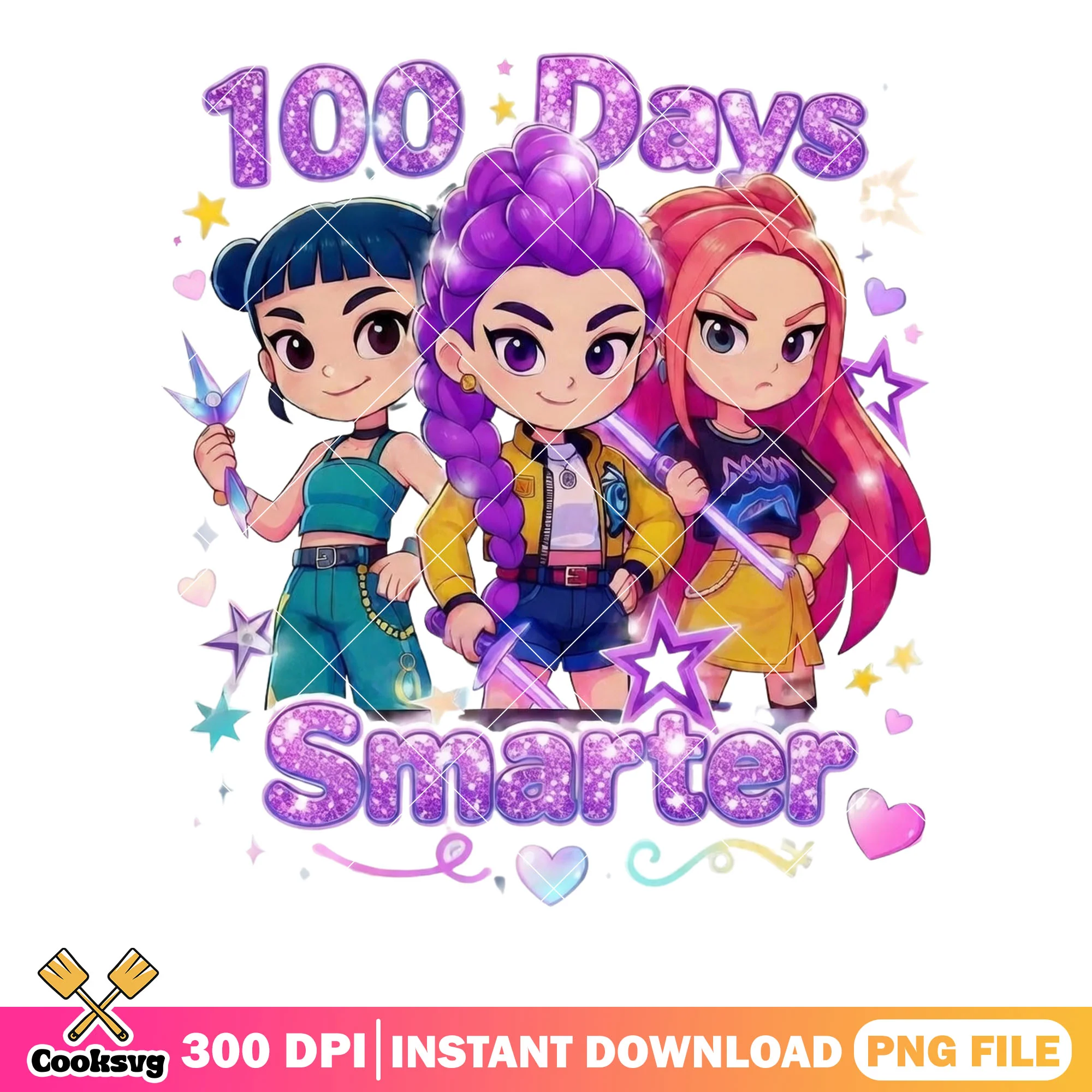 Chibi huntrix png, kpop demon hunter png, 100 days smarter png
