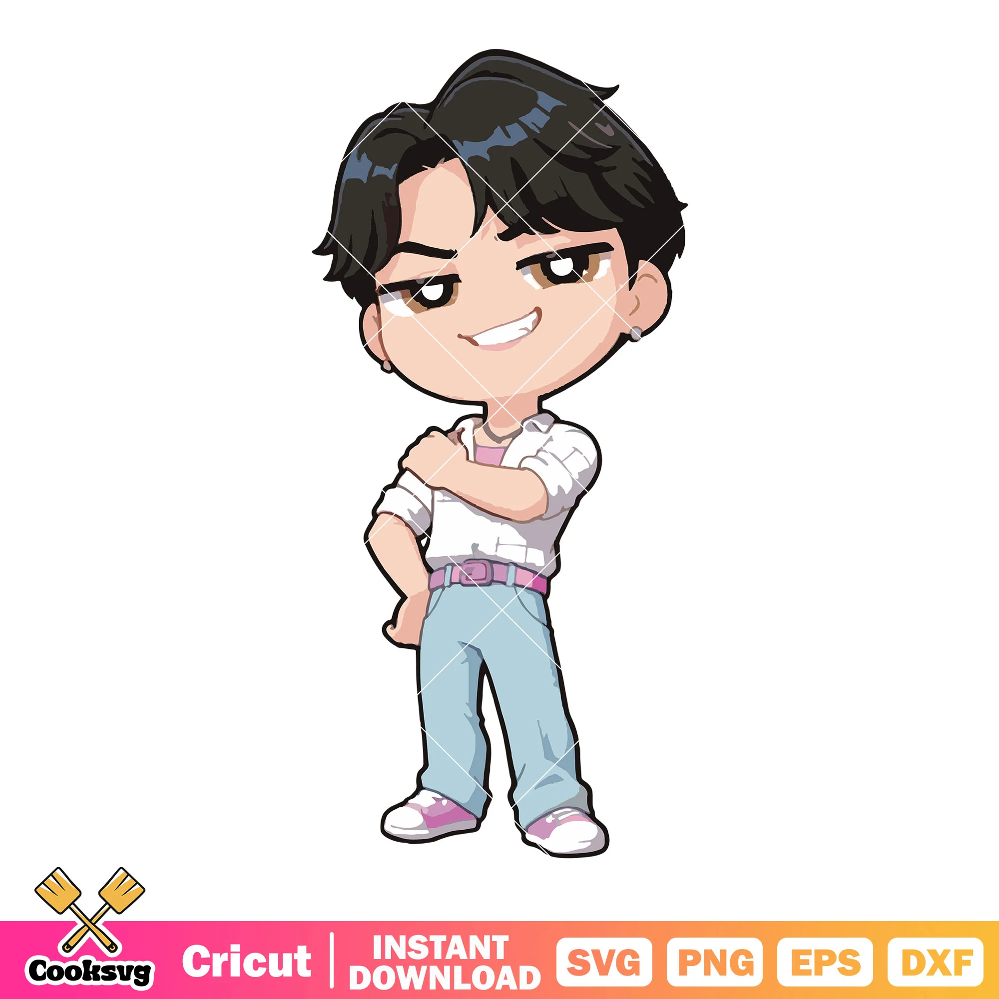 Chibi jinu proud svg, kpop demon hunters svg, jinu saja svg