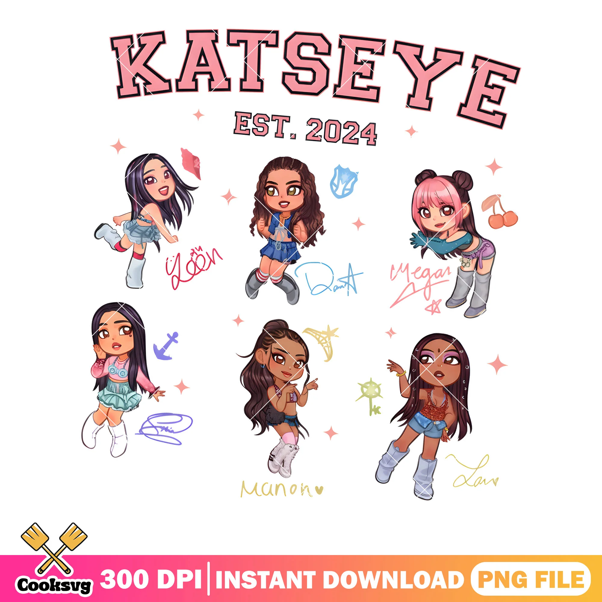 Chibi Katseye est 2024 png, yoon katseye png, daniela katseye png