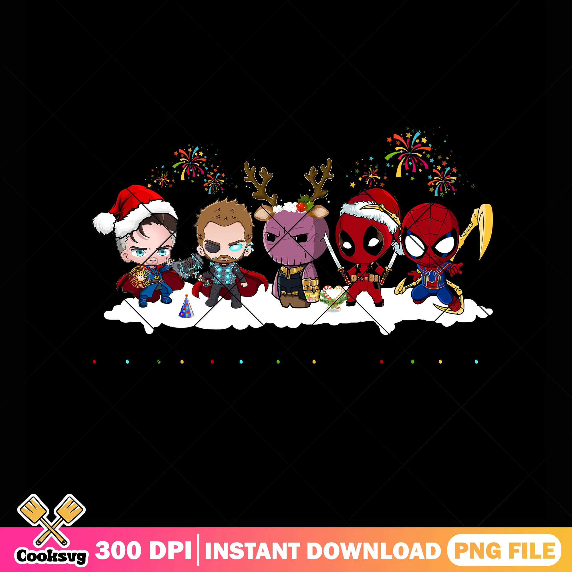Chibi marvel character xmas png, marvel png, avengers endgame png