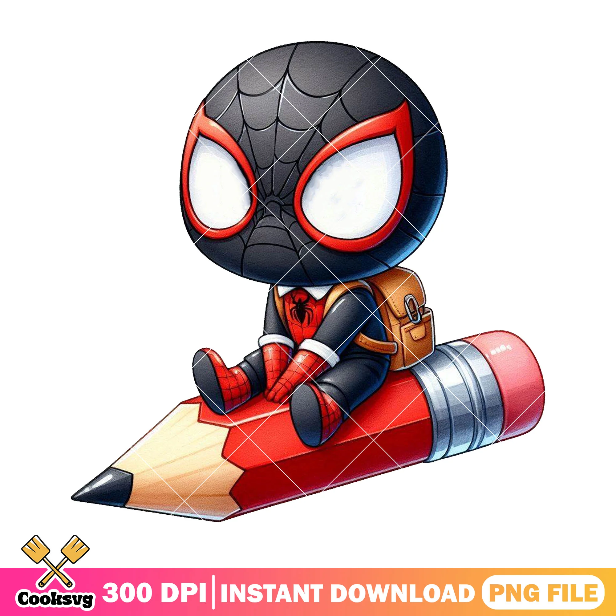 Chibi miles morales design png, go back to school png, spiderman png