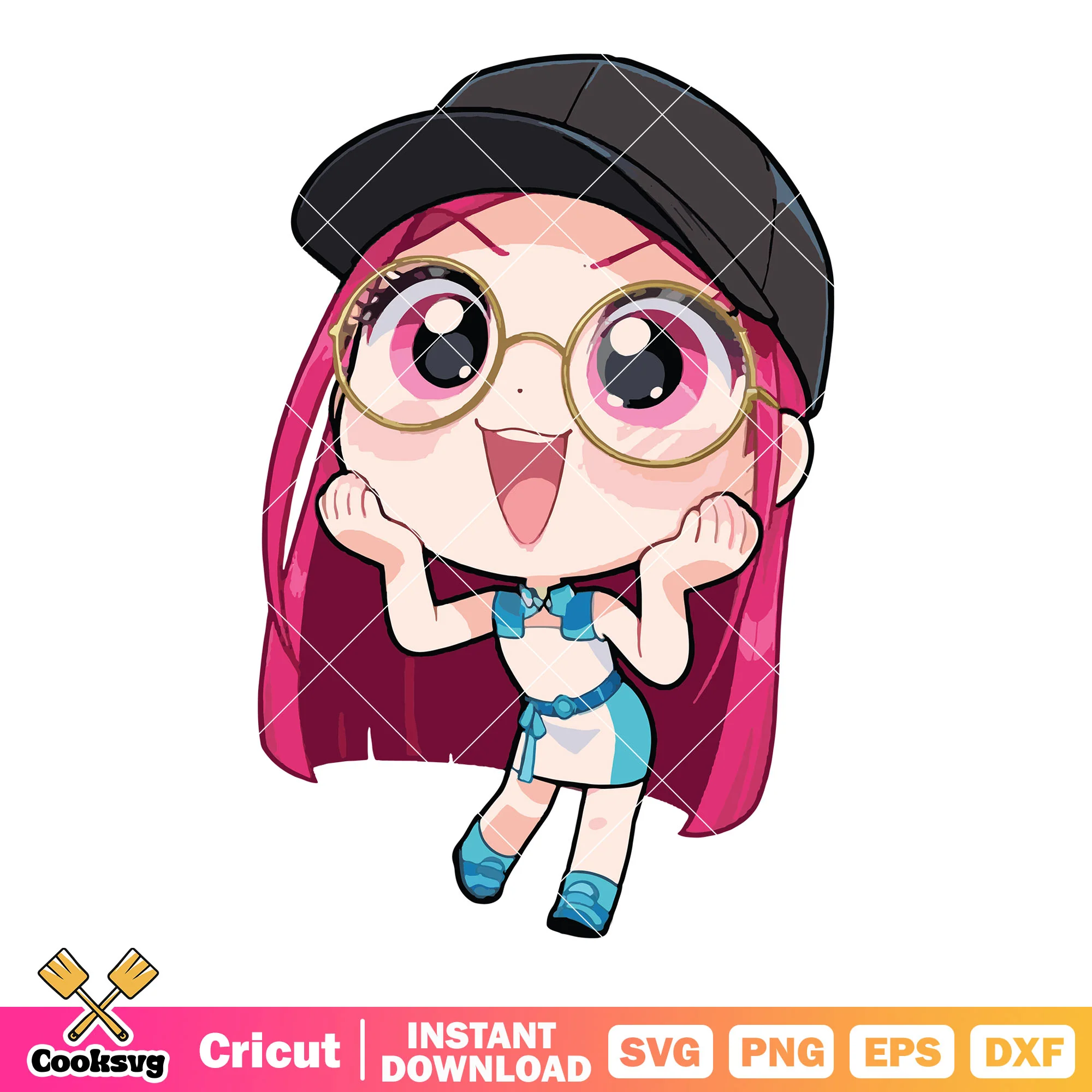 Chibi mira design svg, mira huntrix svg, huntrix netflix svg