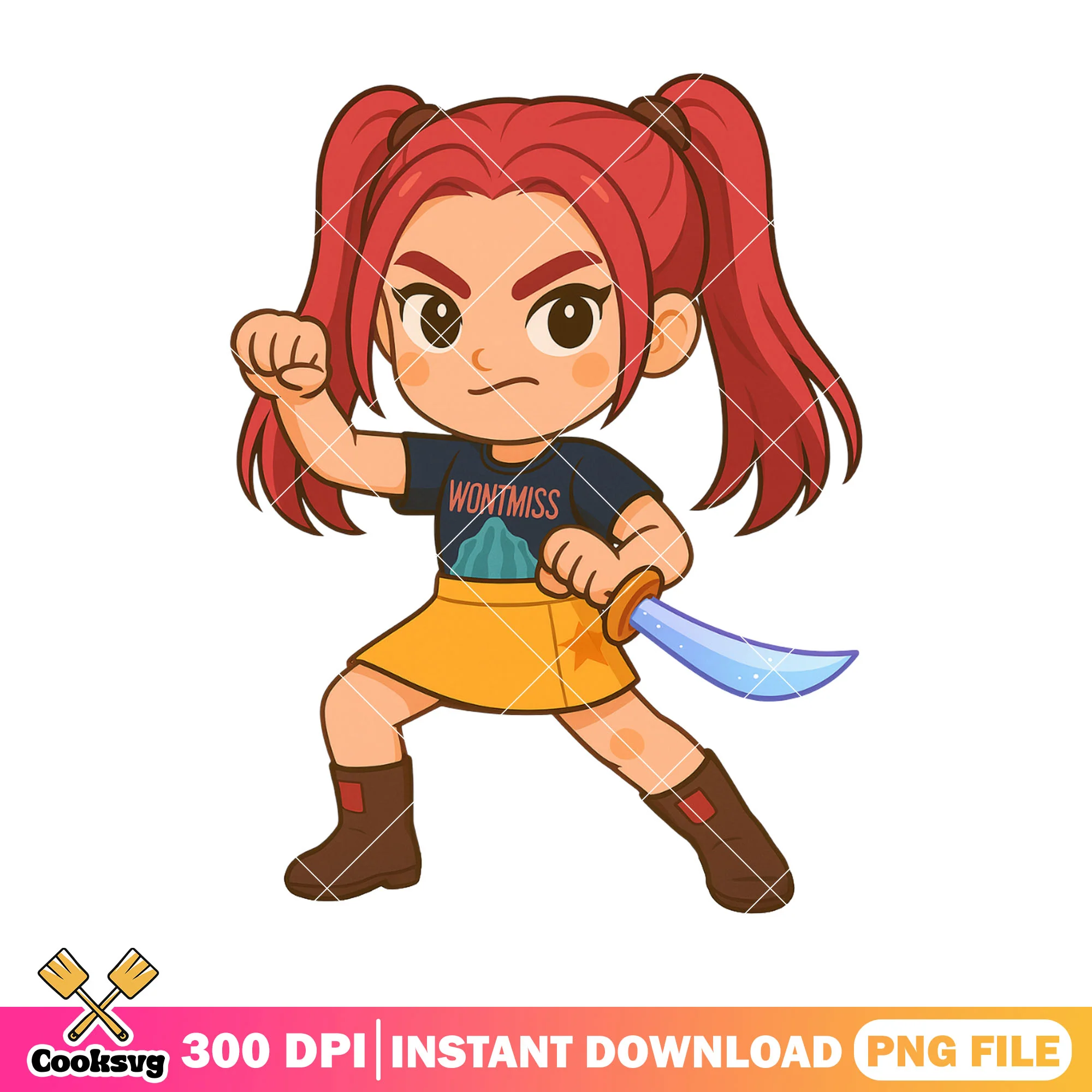 Chibi mira fighting pose png, mira kpop png, kpop huntrix png