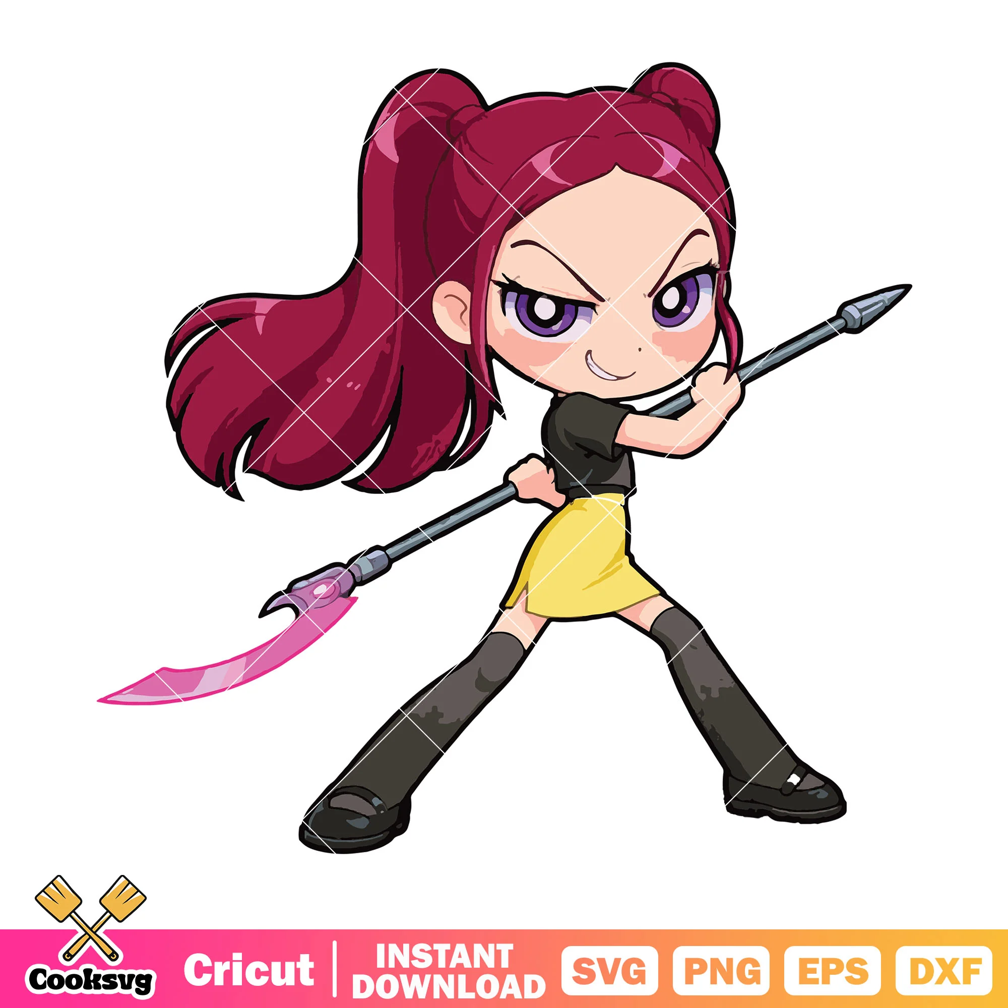 Chibi mira fighting svg, huntrix girl svg, mira kpop svg