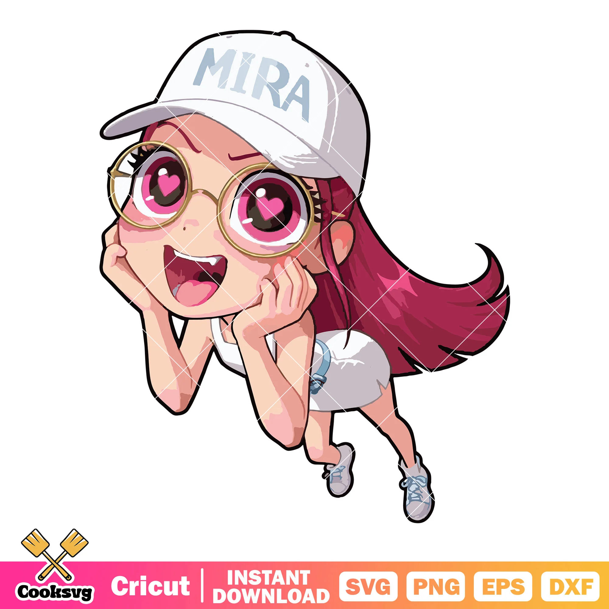 Chibi mira love eye svg, kpop huntrix svg, mira huntrix svg
