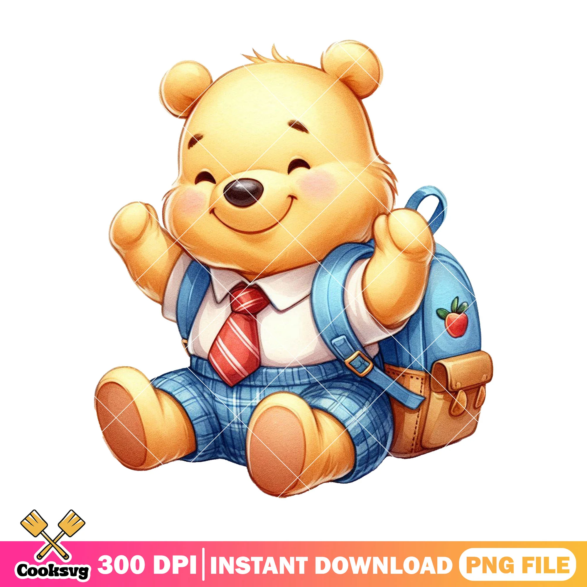 Chibi pooh bear png, welcome back to school png, disney bear png
