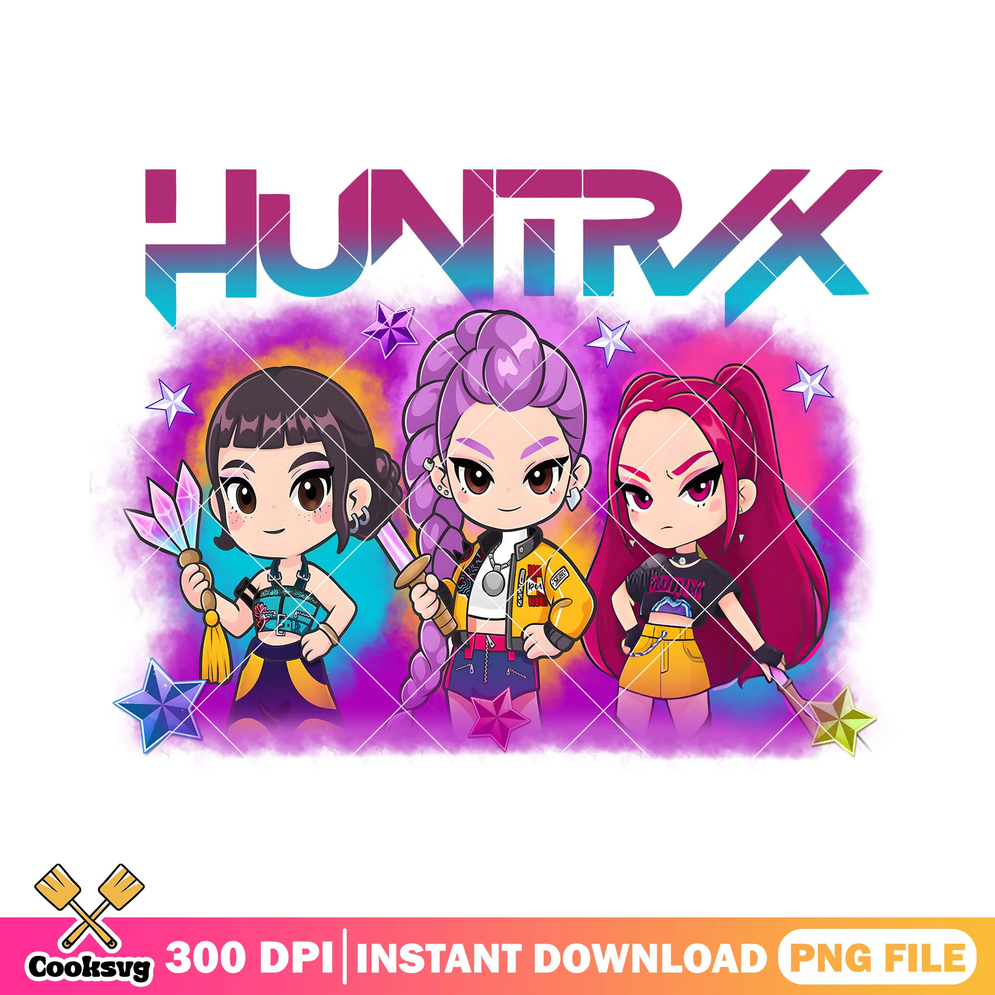 Chibi pop star hunter png, kpop huntrix png, huntrix netflix png