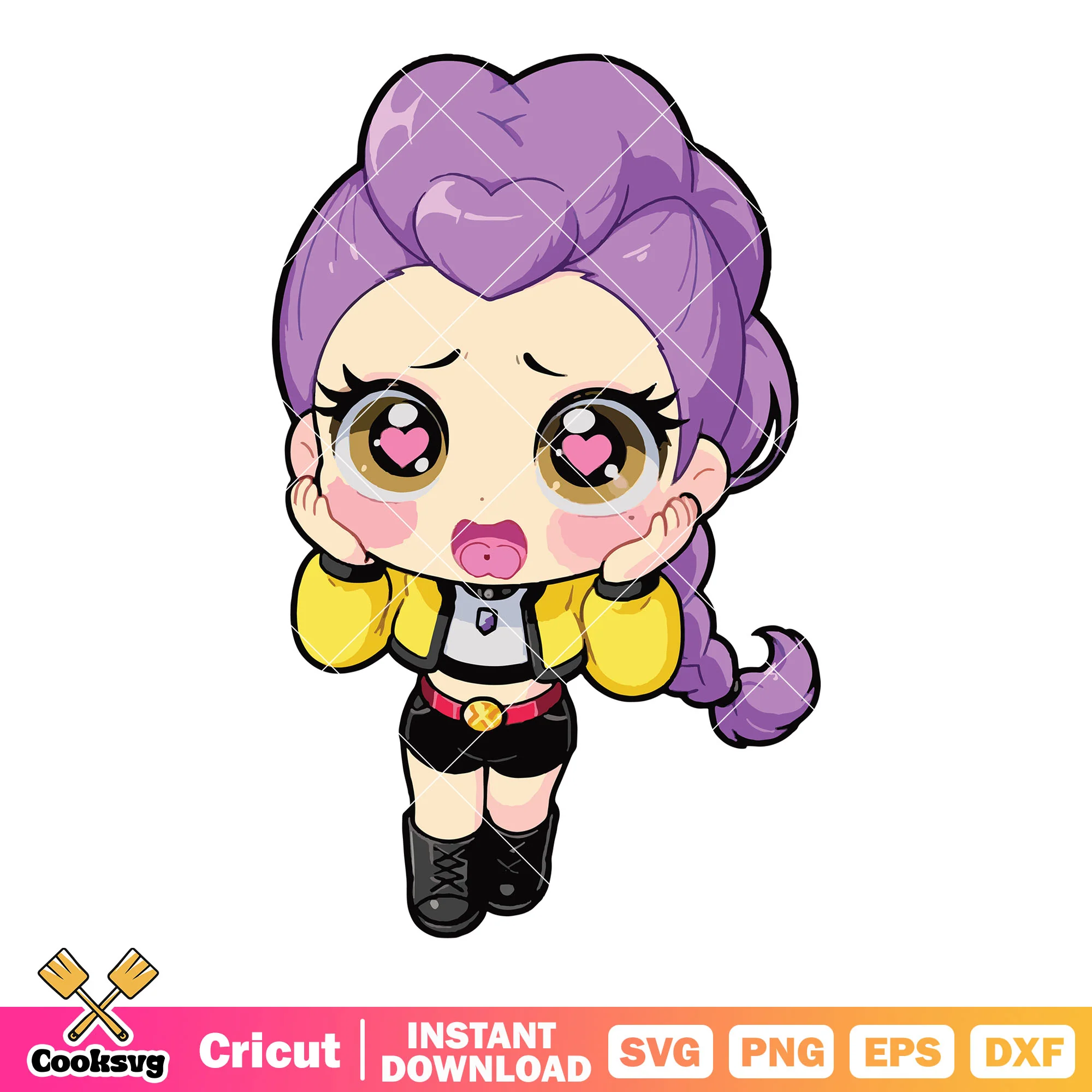 Chibi rumi love eye svg, kpop huntrix svg, rumi huntrix svg
